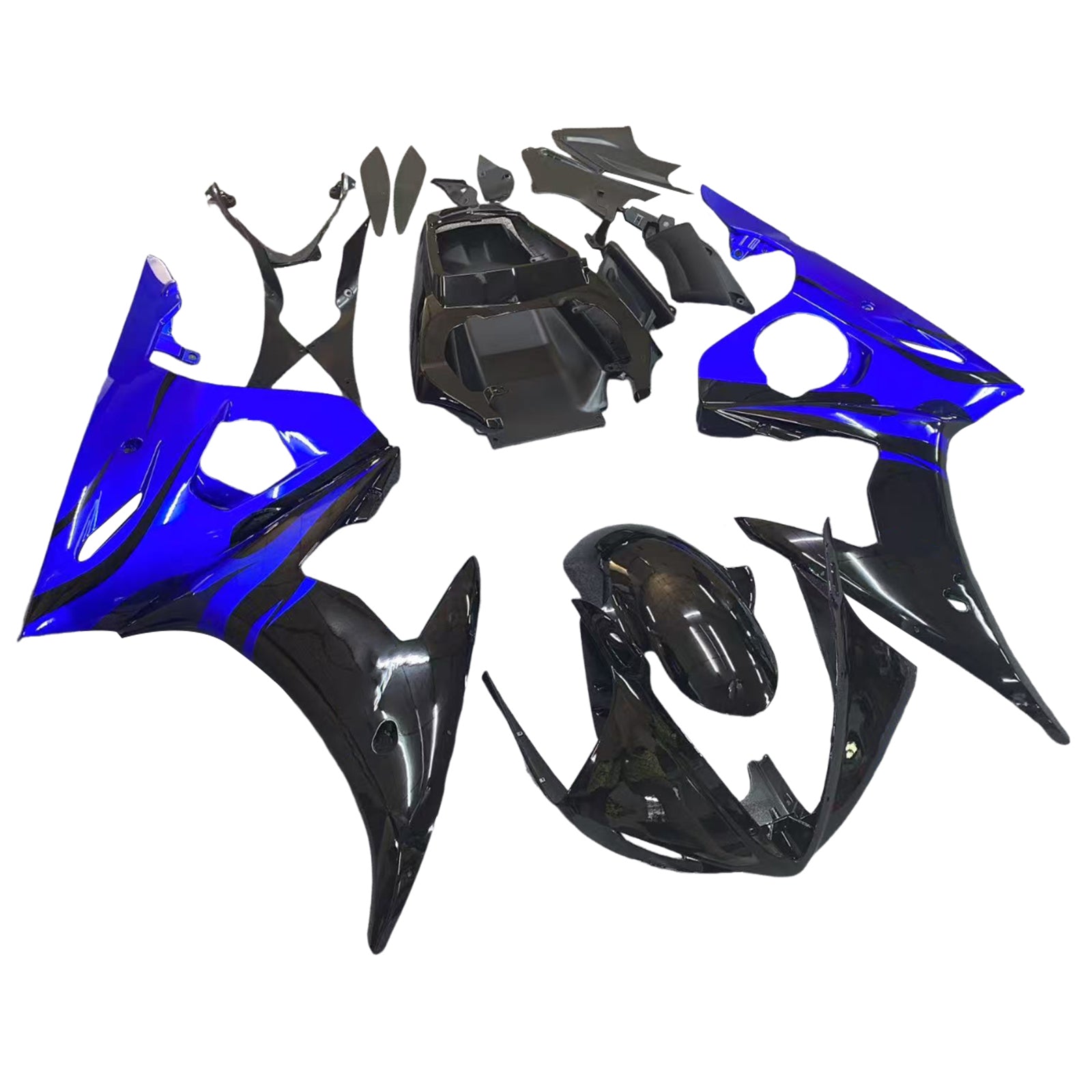 Kit de carénage en plastique moulé par injection bleu et noir avec kit de vis pour Yamaha YZF R6 2005