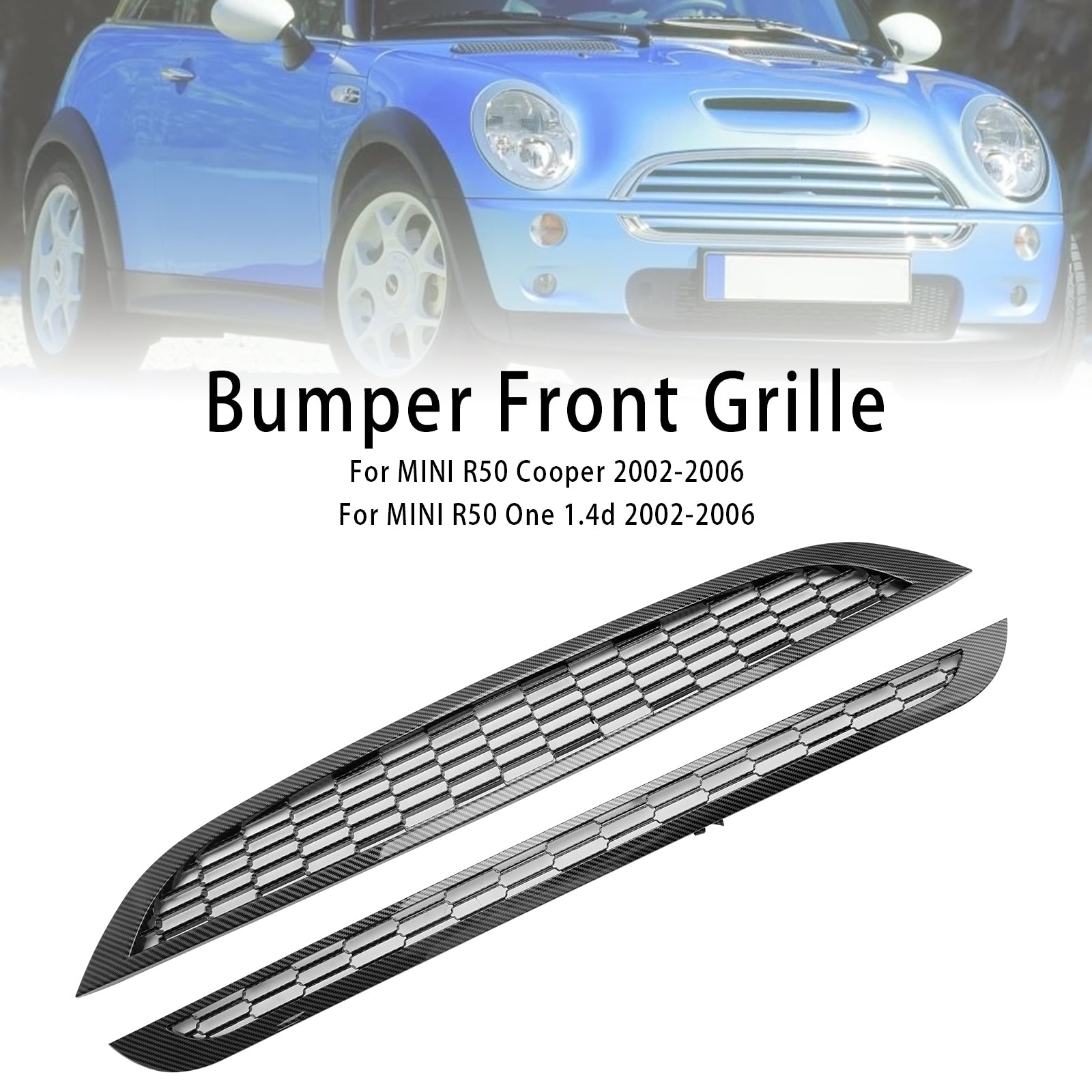 Parrilla frontal de panal de 2 piezas para Mini Cooper R50 R52 R53 2002-2006