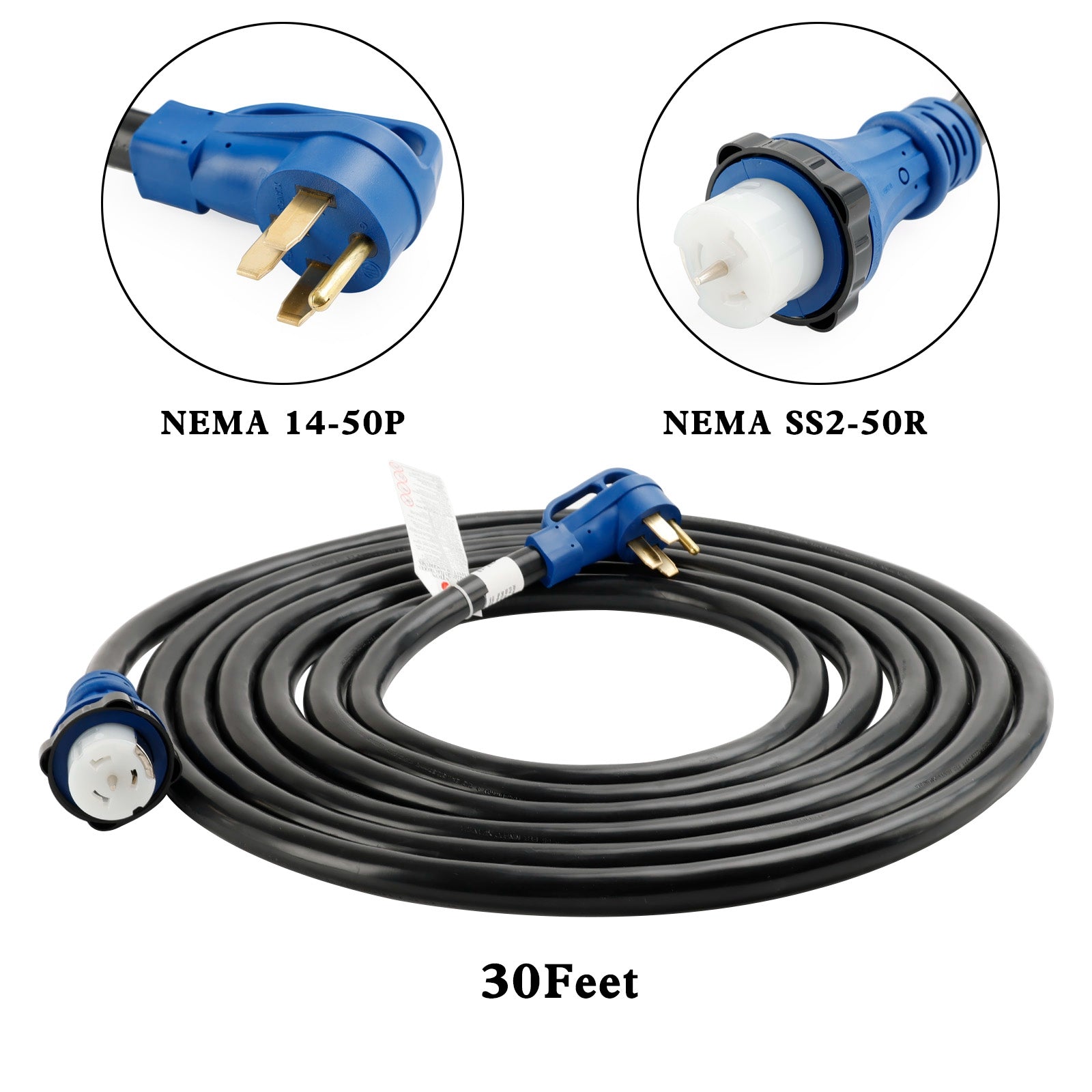 UL-gecertificeerd 50 Amp. 9 meter RV/generatorsnoer met vergrendelbare RV-connector