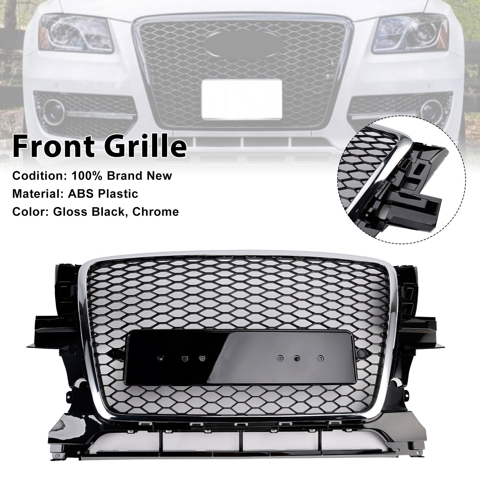 Parrilla de parachoques delantero cromada/negra 8R0853651B para Audi Q5 2009-2012