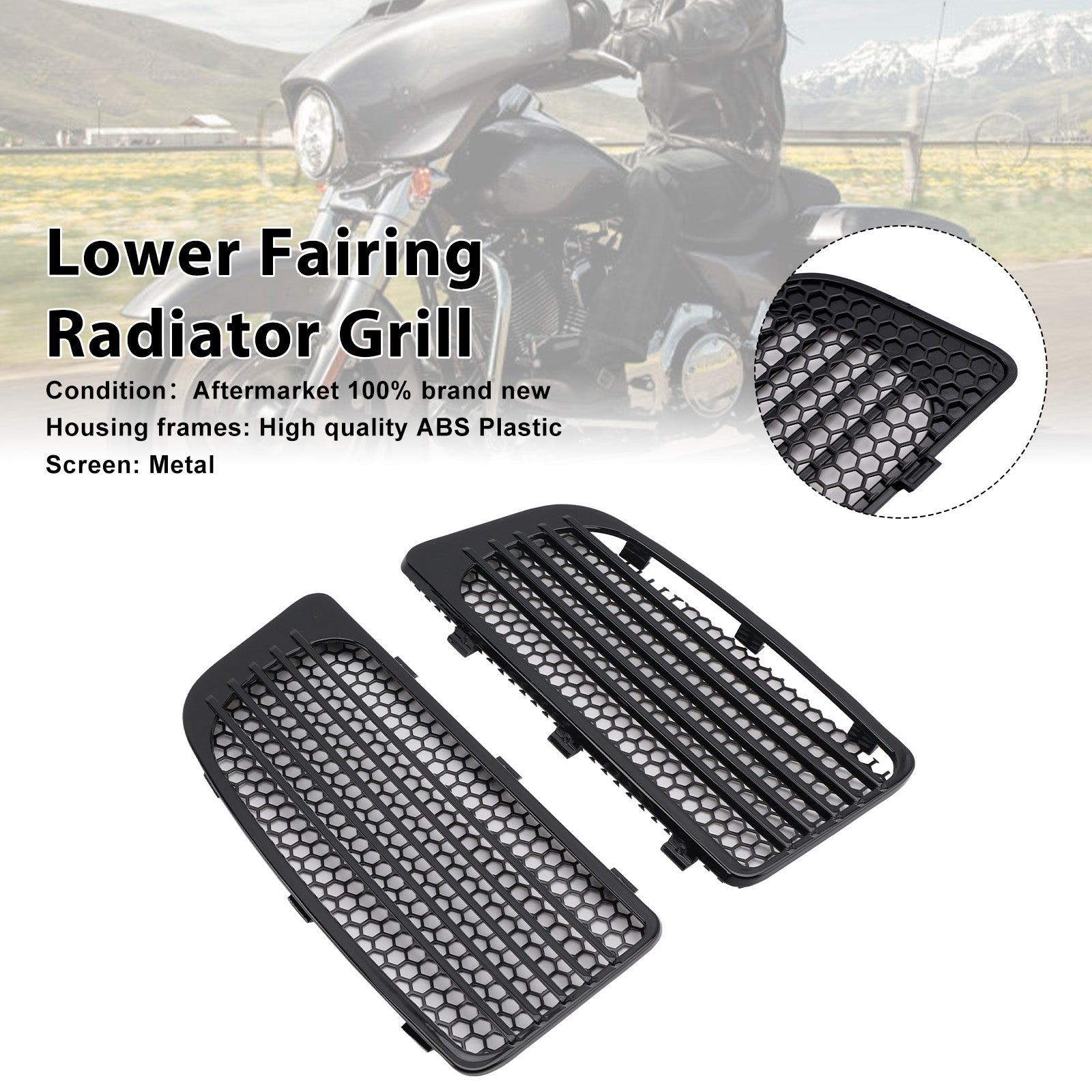 Grille de radiateur de carénage inférieur compatible avec Road Glide King FLHR Special FLTRXS