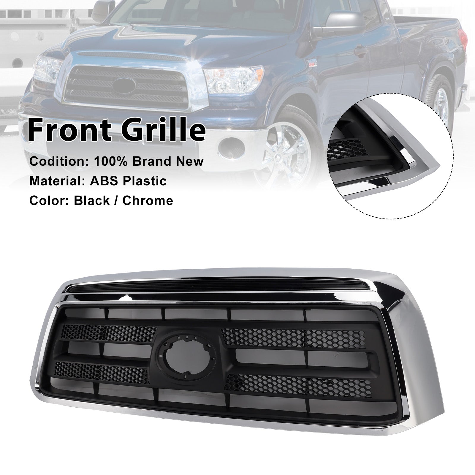 Calandre de pare-chocs avant chromée noir mat pour Toyota Tundra 2006-2009