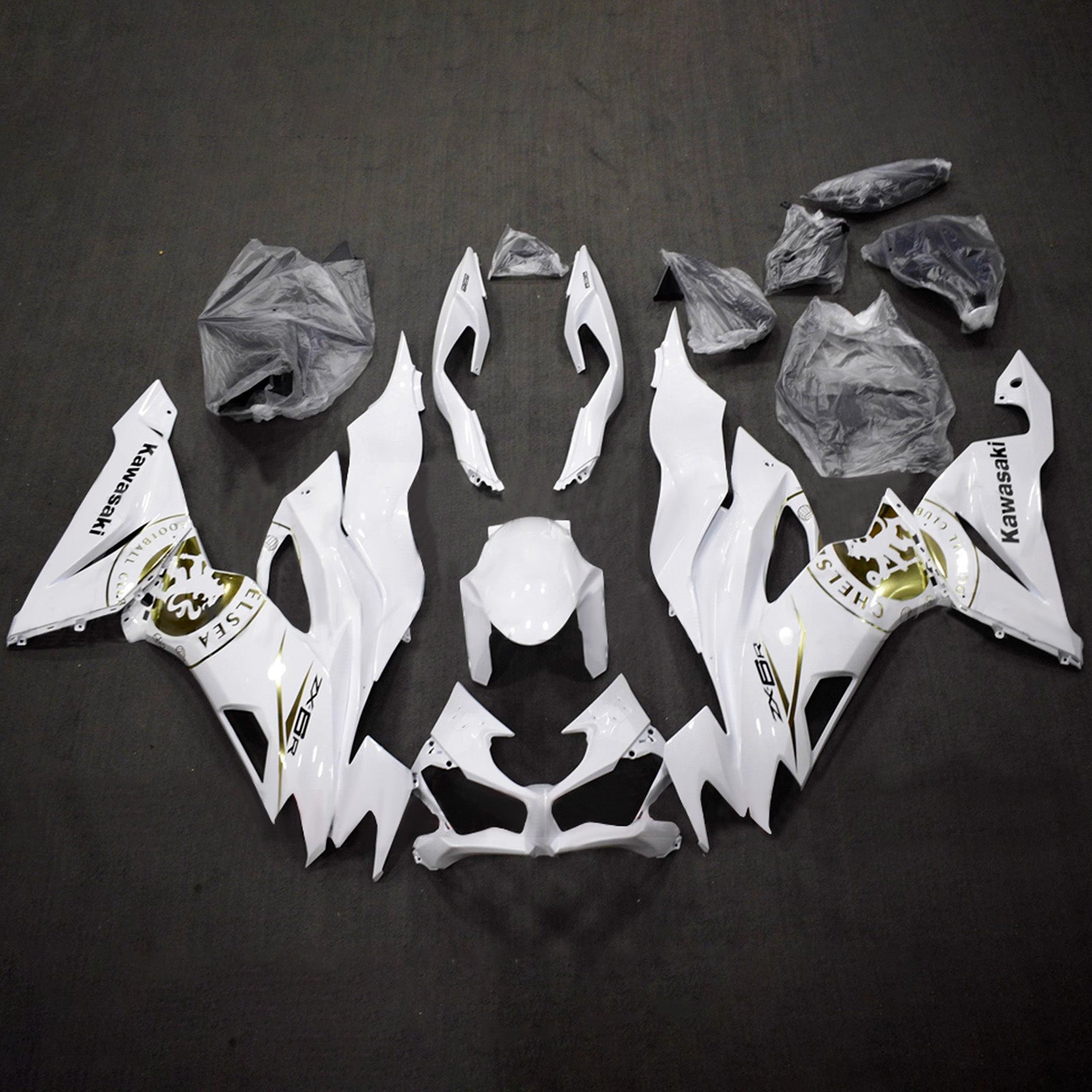 Kit de carénage injecté en plastique ABS compatible avec Kawasaki ZX6R 2019-2023