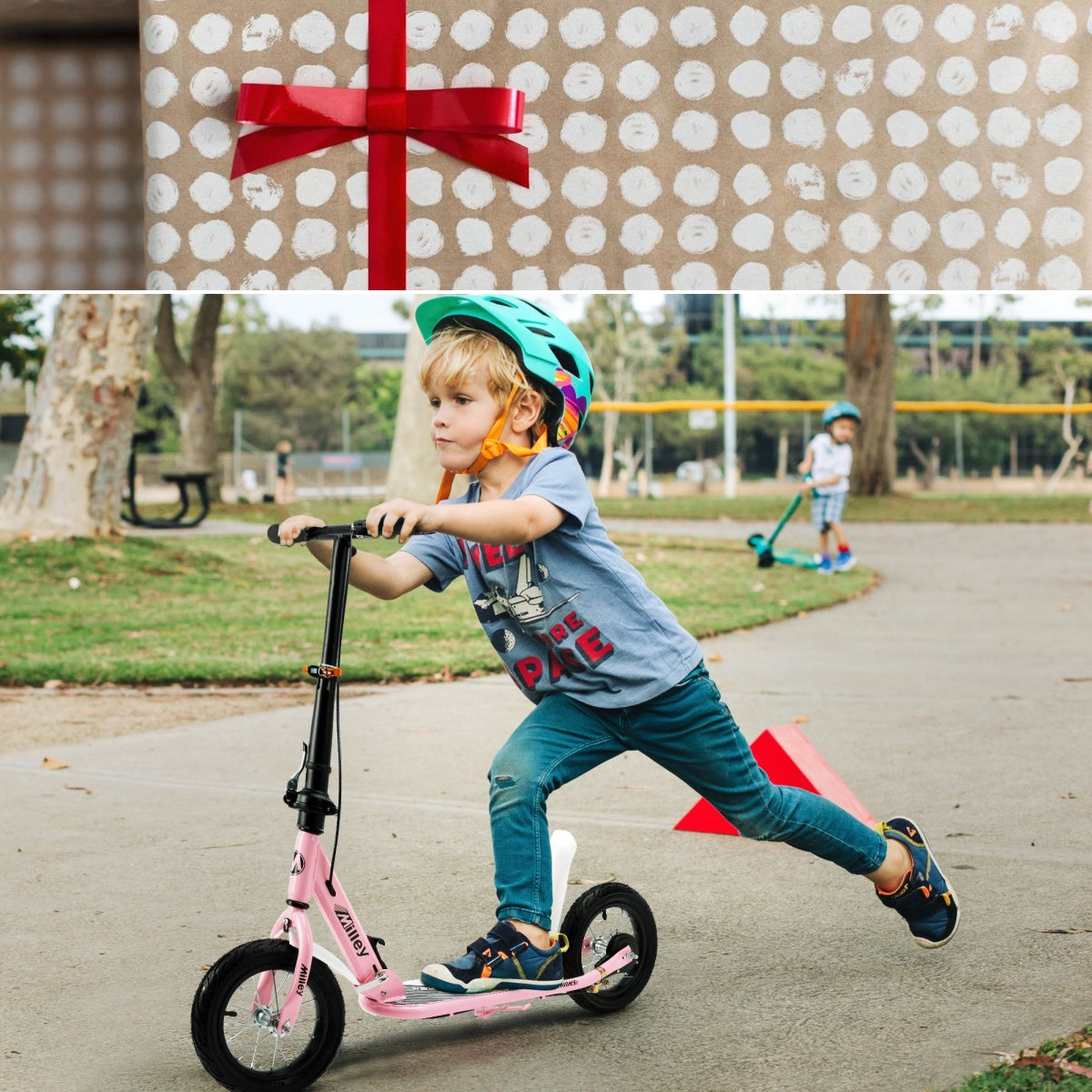 Scooter infantil neumáticos inflables de 12 pulgadas frenos de seguridad de 8 años o más