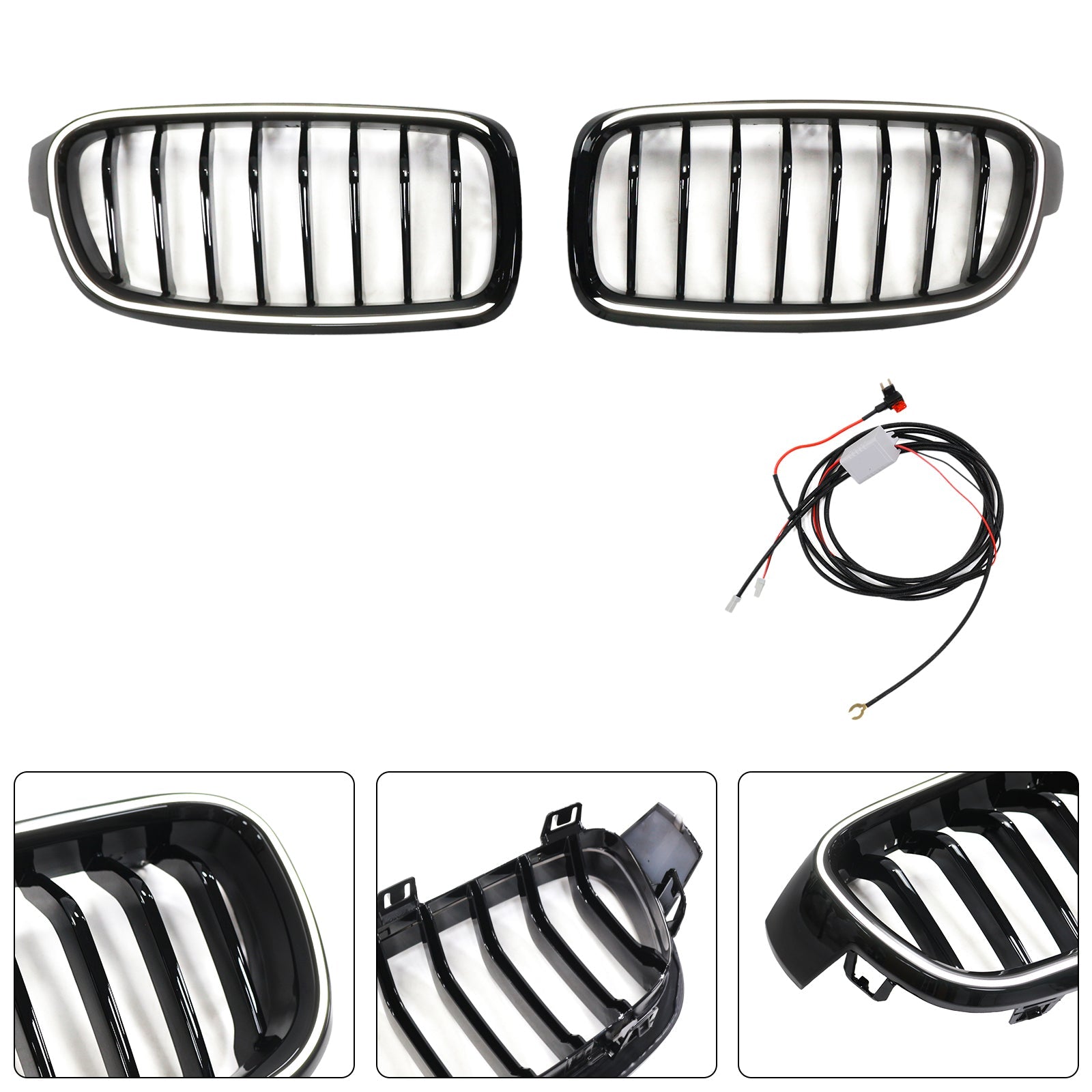 Grille de calandre avant noire brillante pour BMW Série 3 F31 Touring 2012-2019 51137263481 51137255412