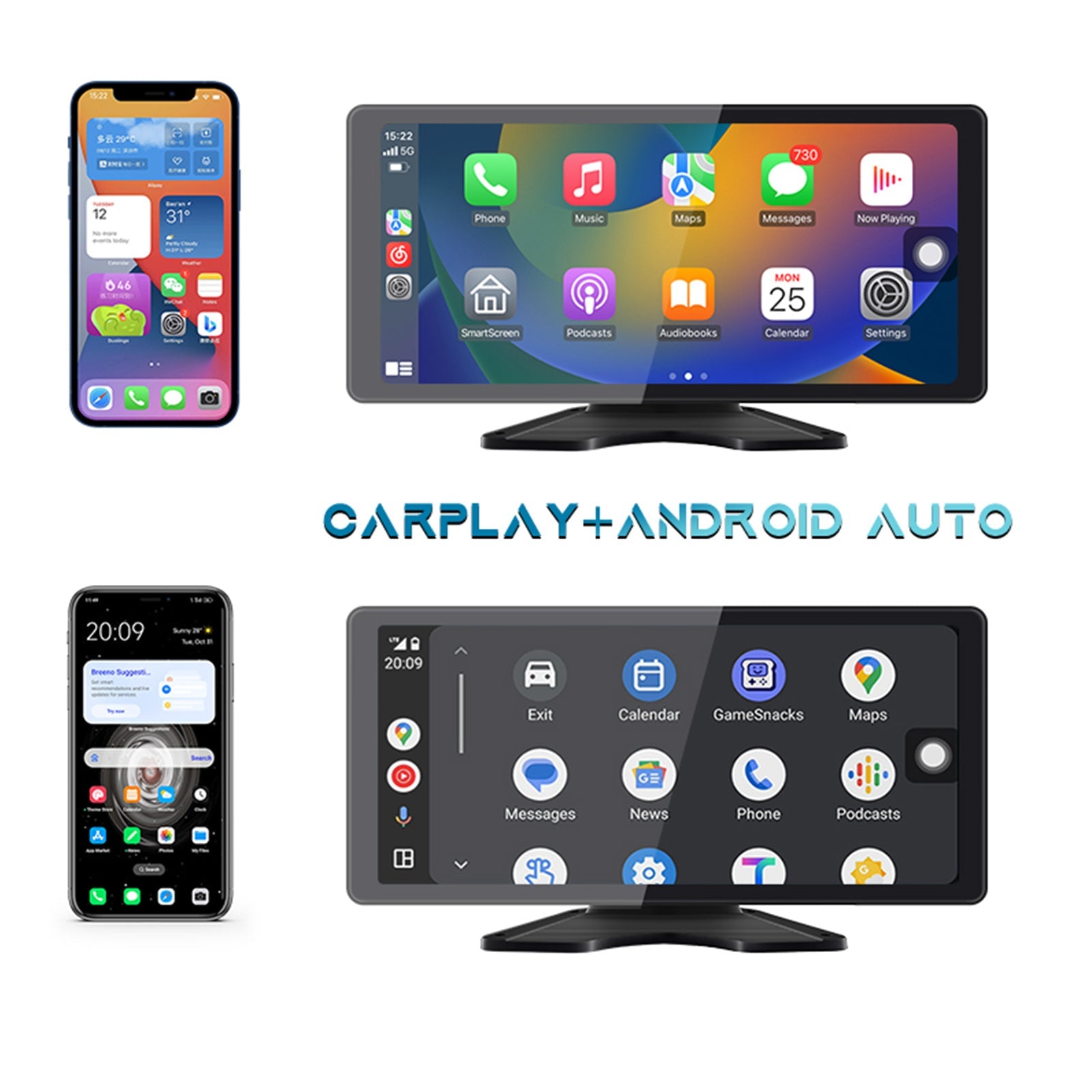 Pantalla táctil cuántica IPS de 10,36 pulgadas 1600x720 para camión RV + 4 cámaras de marcha atrás