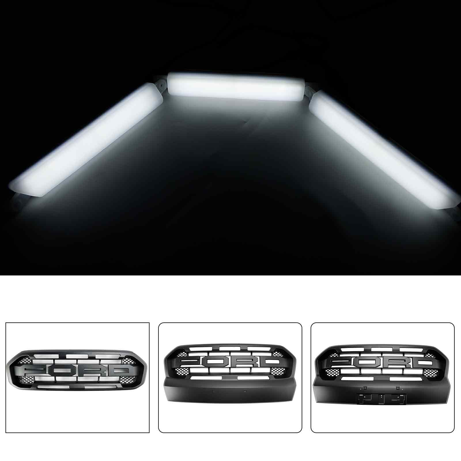 Grille de pare-chocs avant avec lumière LED blanche pour Ford Ranger 2015-2023 T7 T8