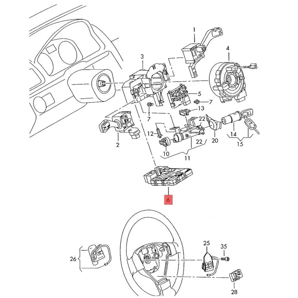 2009-2011 VW Golf Plus monitoimivakionopeudensäätimen ohjauspyörämoduuli 1K0953549CH