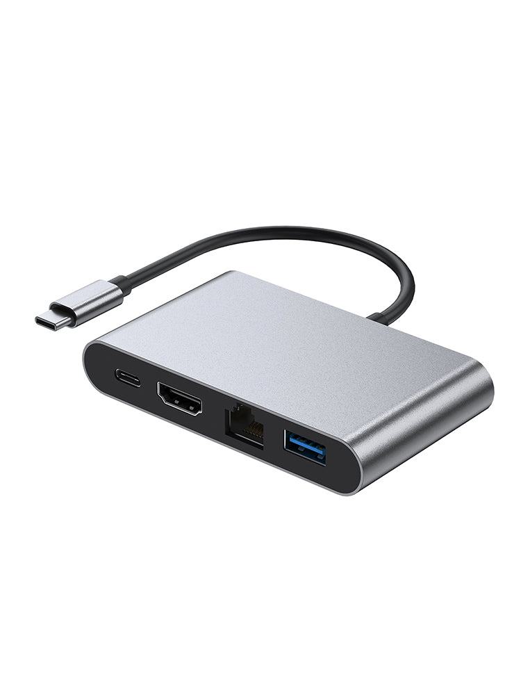 Station d';accueil 4 en 1 TYPE-C vers RJ45 100M HDMI USB3.0 PD Interface pour MacBook