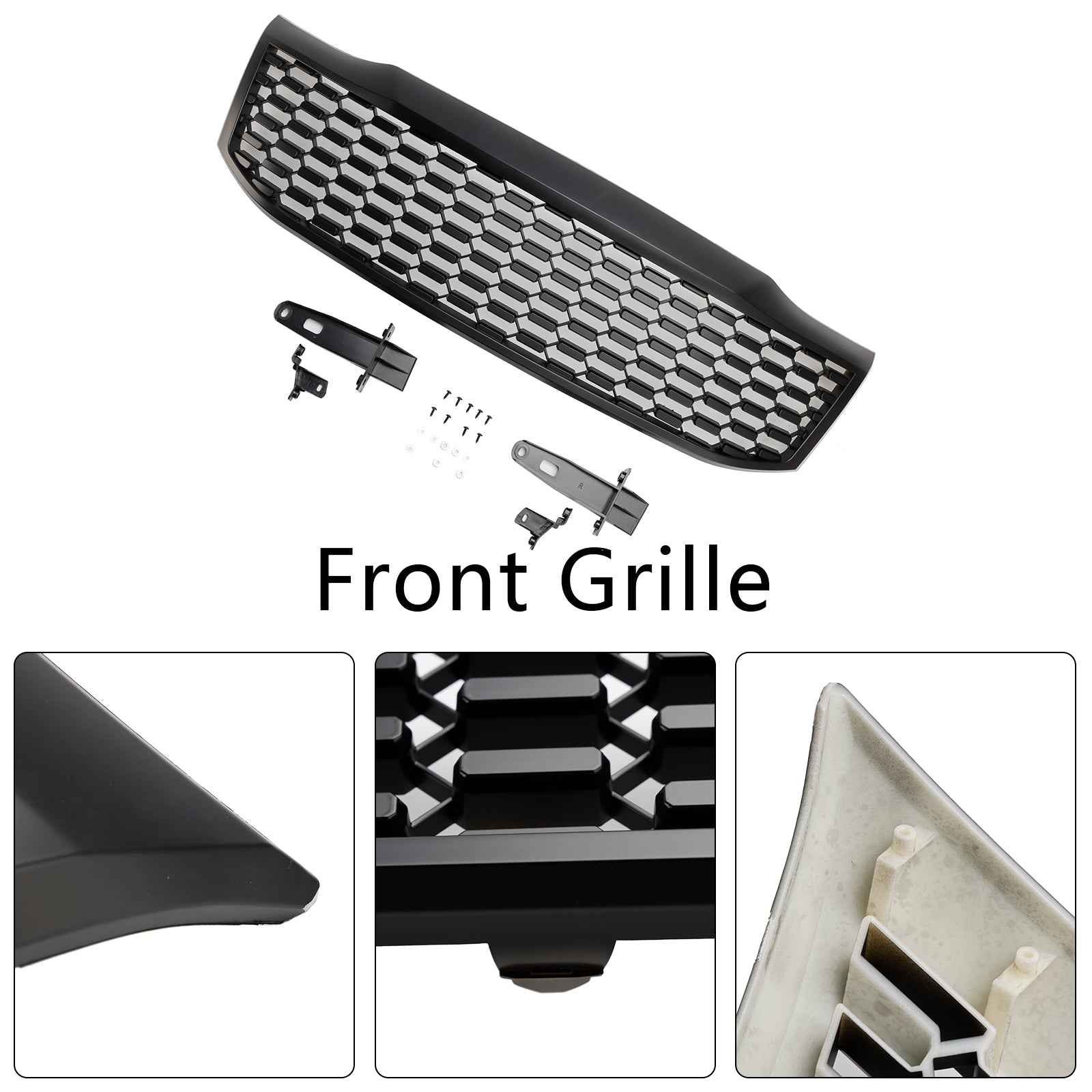 Grille de pare-chocs avant noire mate pour Toyota Hilux Vigo MK7 2012-2014