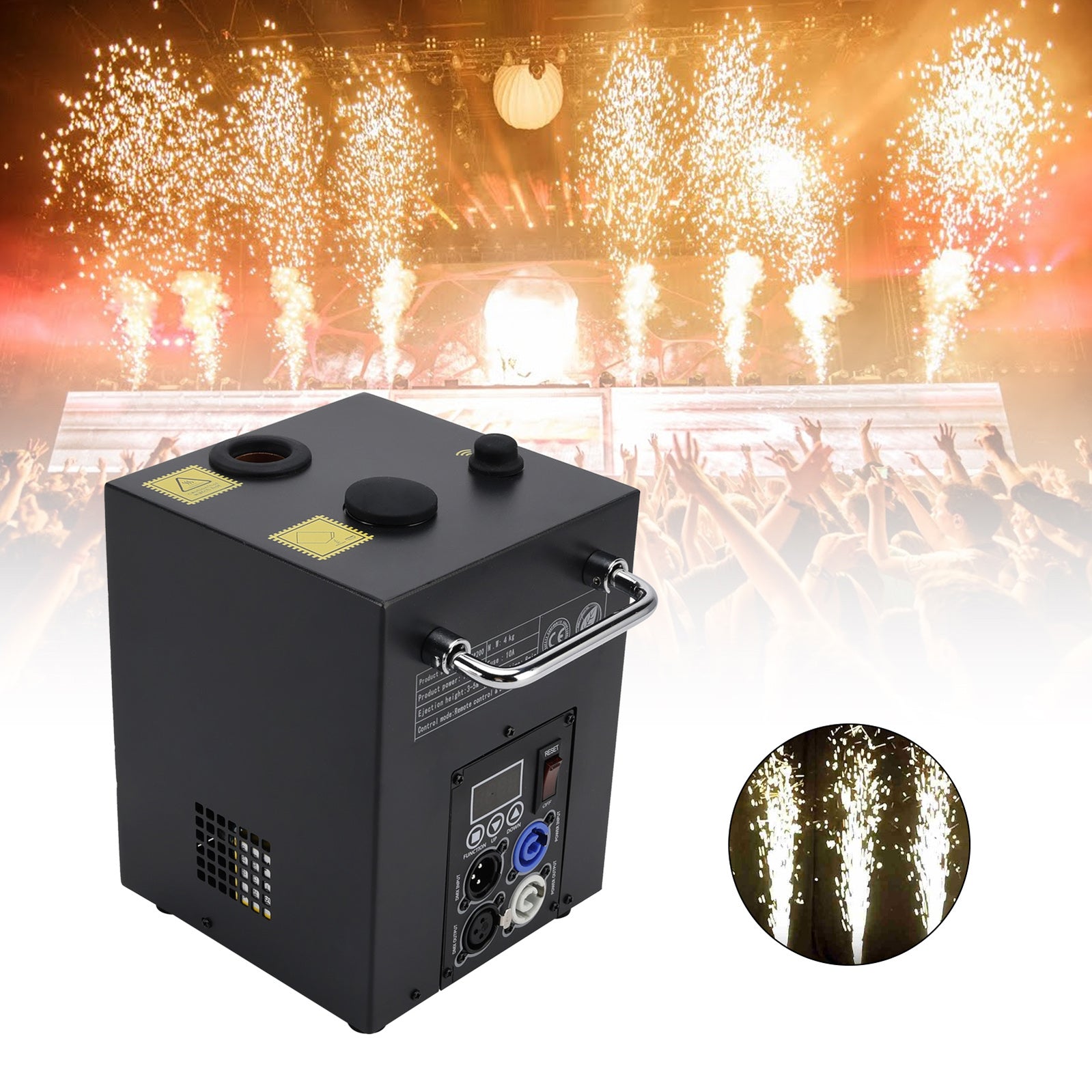 Machine Feux Artifice Étincelles Froides 700W 6.6-16.4ft Scène Mariages Fêtes