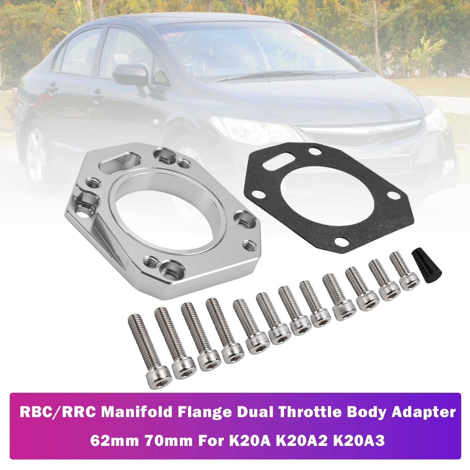 RBC/RRC Spruitstuk Flens Dual Gasklephuis Adapter 62mm 70mm voor K20A K20A2 K20A3