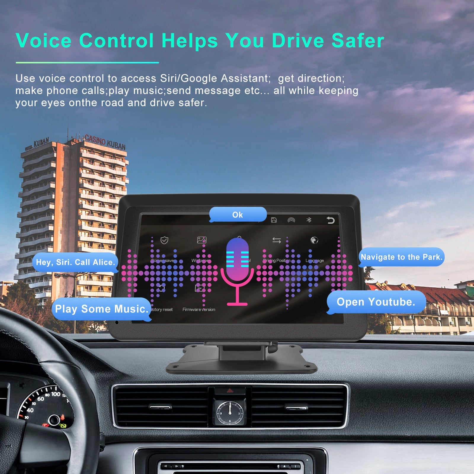 Lecteur multifonctions 7 pouces compatible CarPlay, Apple AirPlay et Android Auto avec caméra de projection