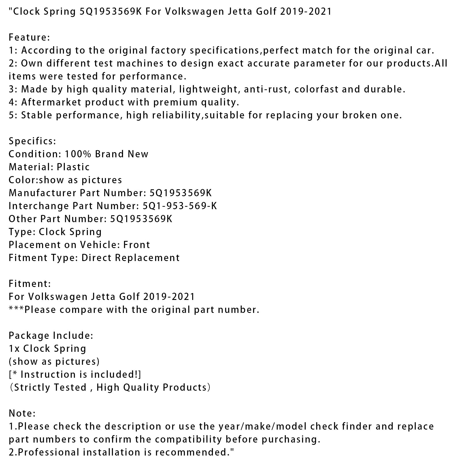 Lente van&Klok 5Q1953569K voor Volkswagen Jetta Golf 2019-2021