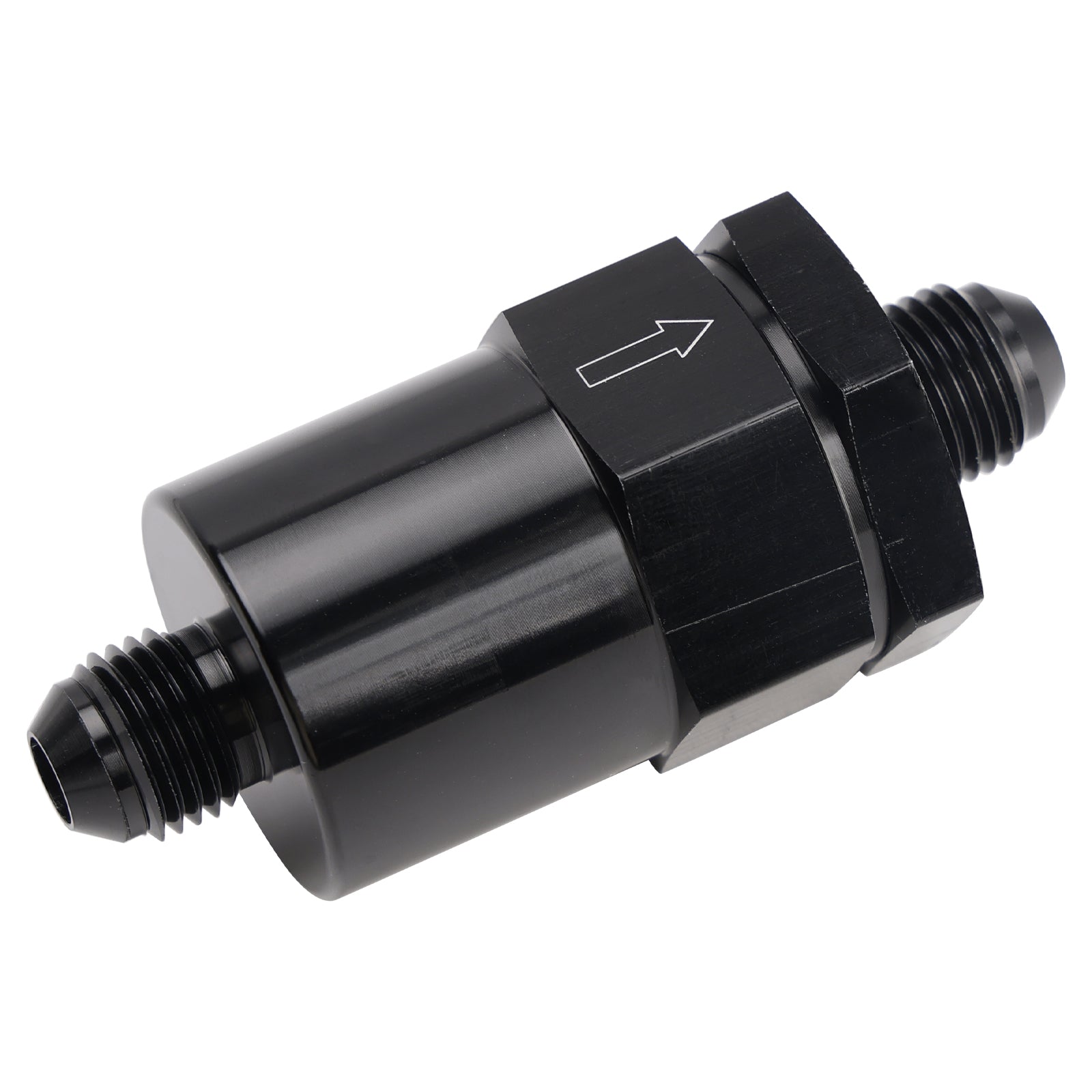 Adaptateur de filtre en ligne AN6 noir pour systèmes de carburant avec élément filtrant de 30 microns