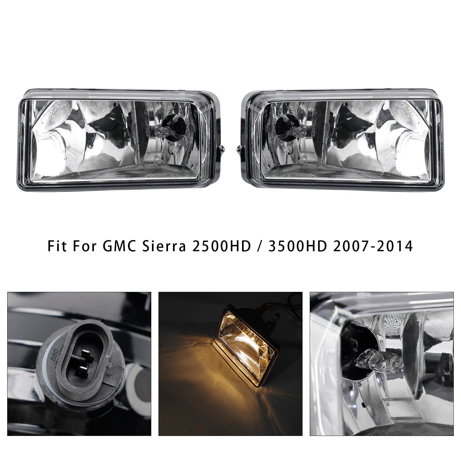 Paire de feux antibrouillard avant avec ampoules pour Chevrolet Silverado 2007-2013, verre transparent
