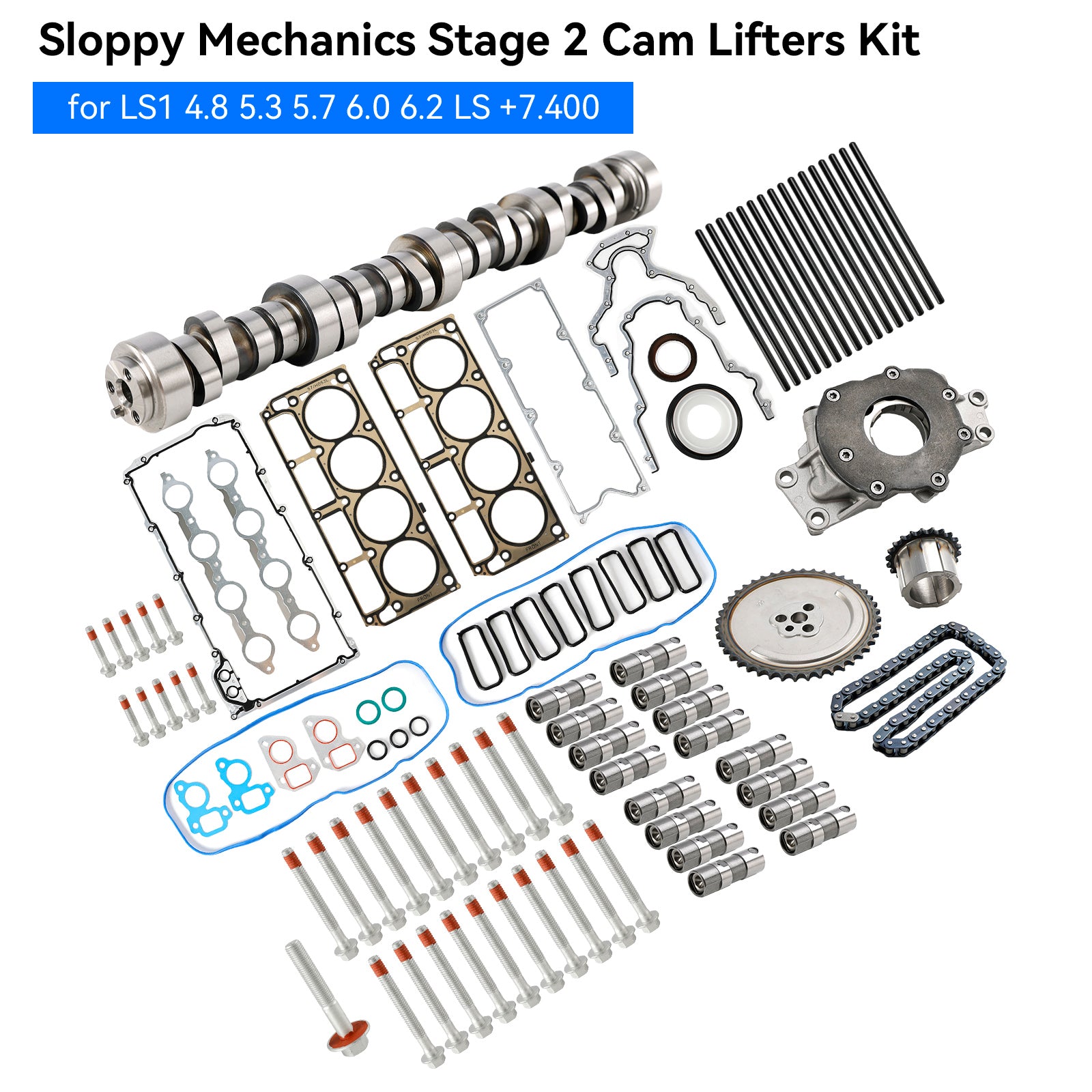 Kit de poussoirs d'arbre à cames Stage 2 Sloppy Mechanics 7.0L LS7 V-8 2006-2013