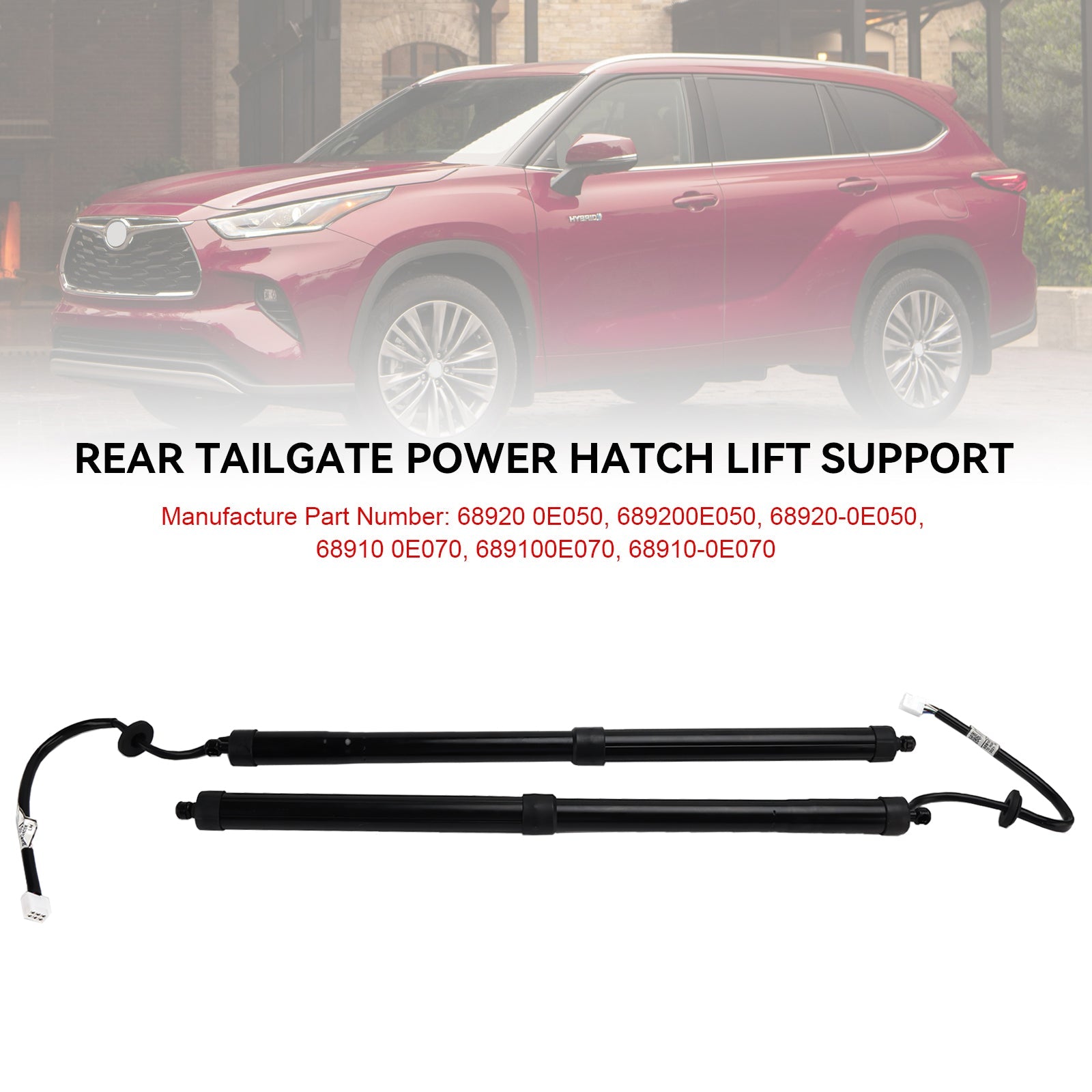 Elektrische achterklepveren (2 stuks) voor Toyota Highlander 2020-2023 (onderdeelnummers) (68910-0E070 en 689200E050)