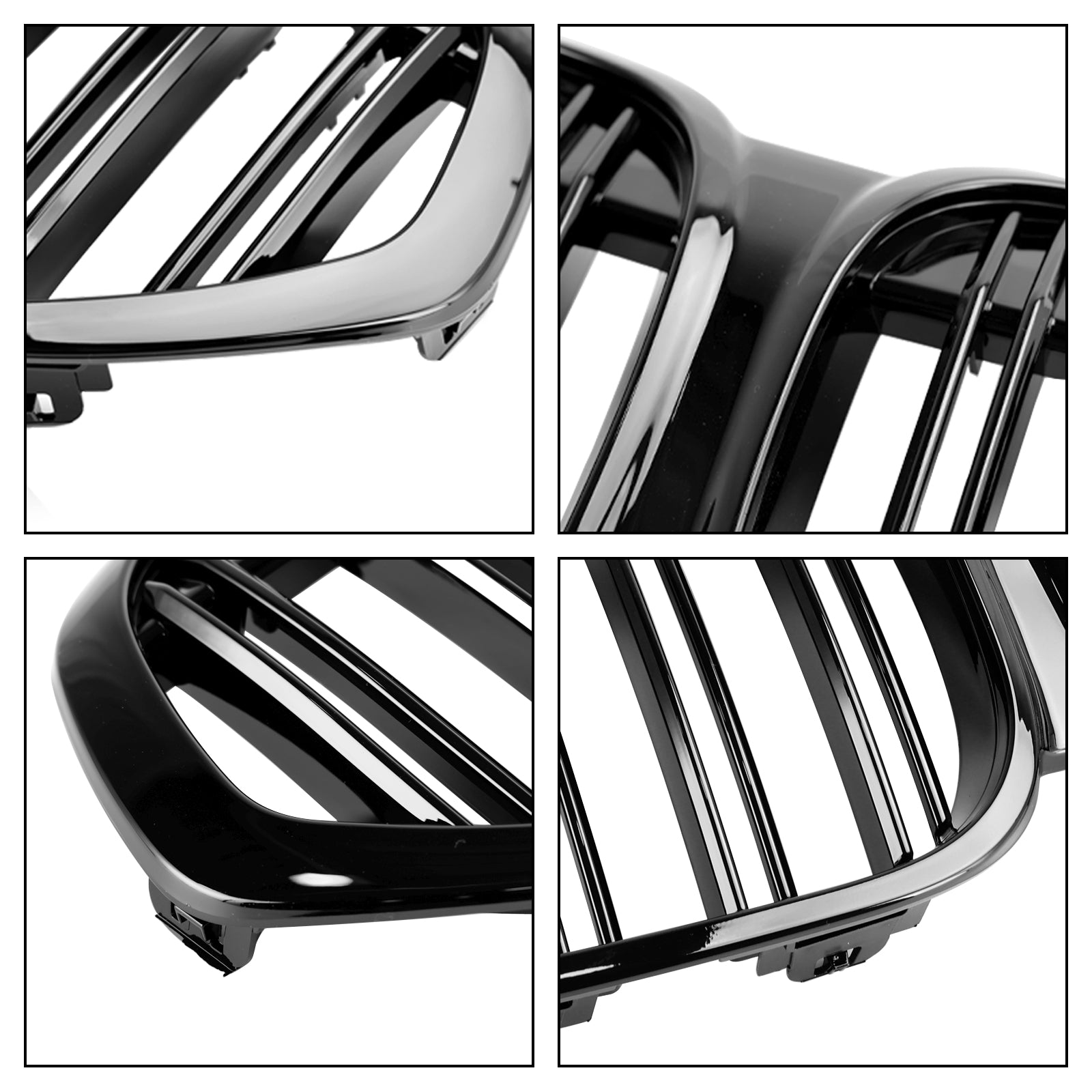Gloss Black Front Nier Grill Grill voor BMW X1 F48 F49 2019-2021 Dubbele lat