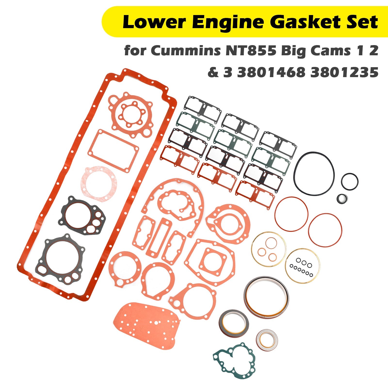 Jeu de joints inférieurs de moteur pour Cummins NT855 Big Cams 1, 2 et 3 3801468 3801235