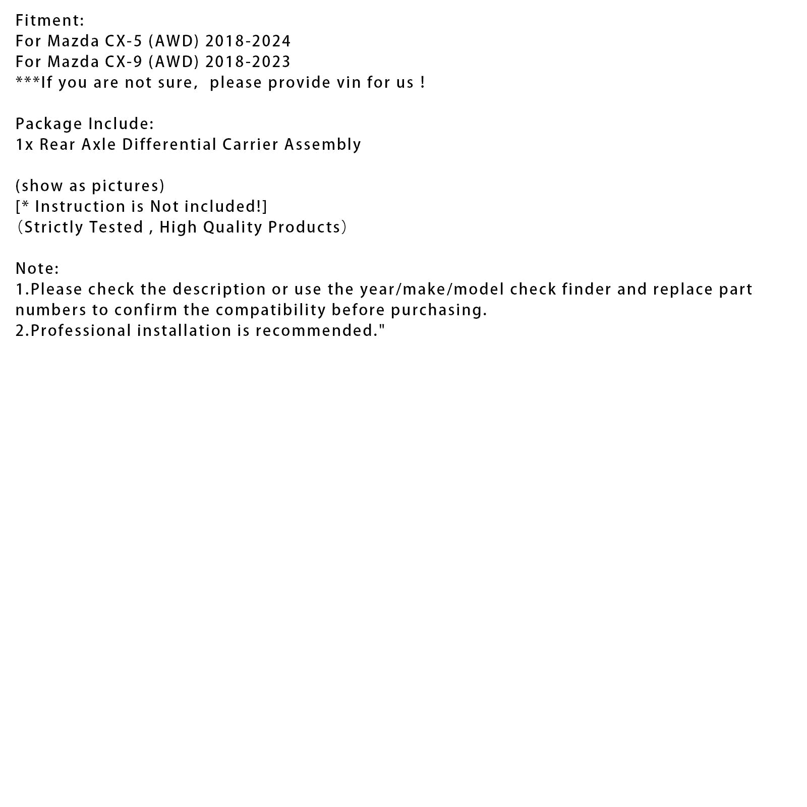 Conjunto de soporte diferencial del eje trasero para Mazda CX-5 (4x4) 2018-2024, número de pieza KA0327020 KE012797XB