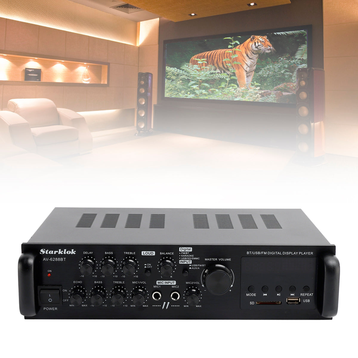 Amplificateur 5 canaux 2500 W HiFi Stéréo AV Surround SD FM Home Cinéma