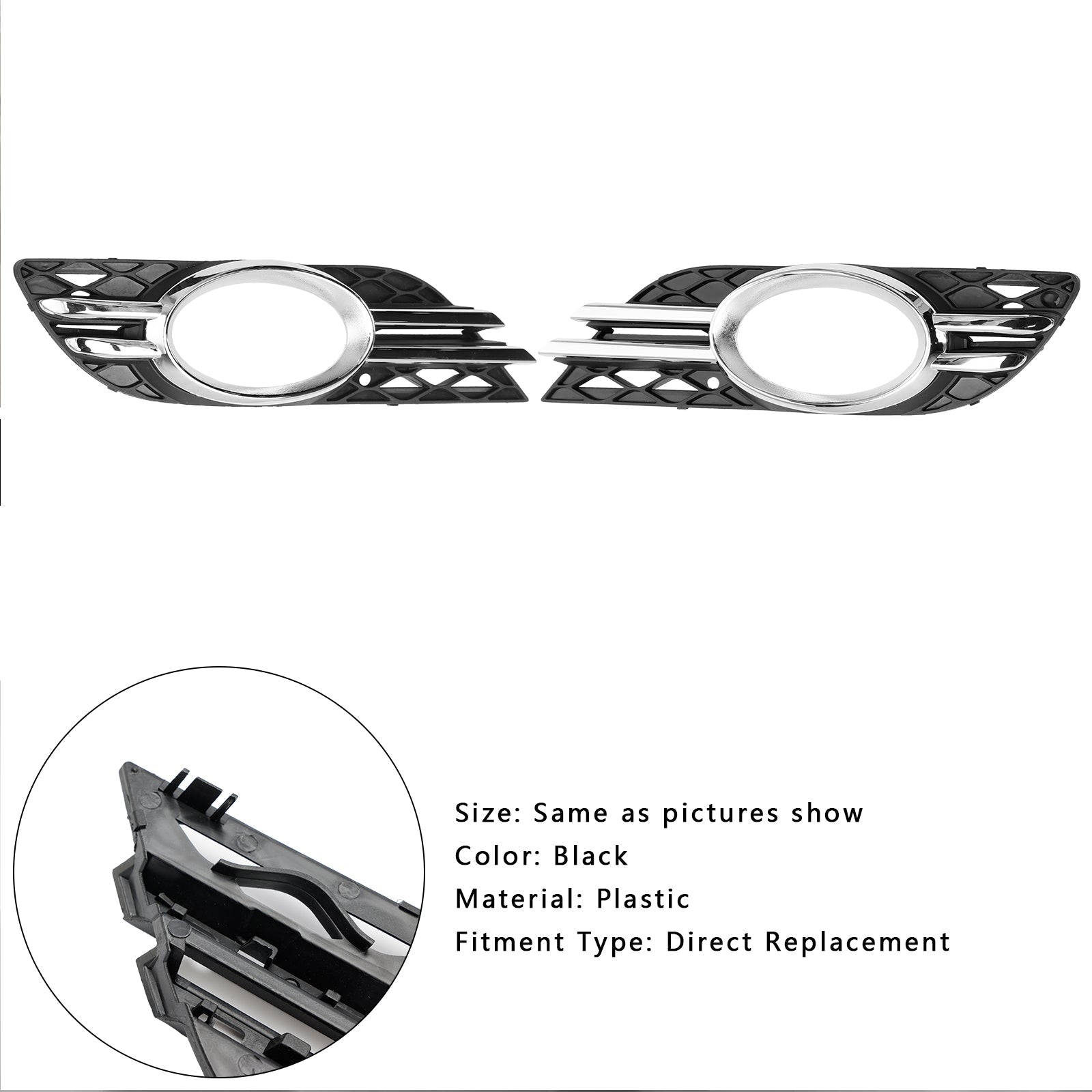 Ensemble de garnitures chromées pour grille de phare antibrouillard avant pour Mercedes-Benz CLASSE E W211 07-09