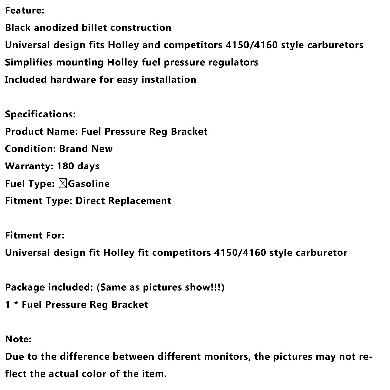 Nosilec regulatorja tlaka goriva, združljiv z uplinjači Holley Fit Competitors 4150/4160