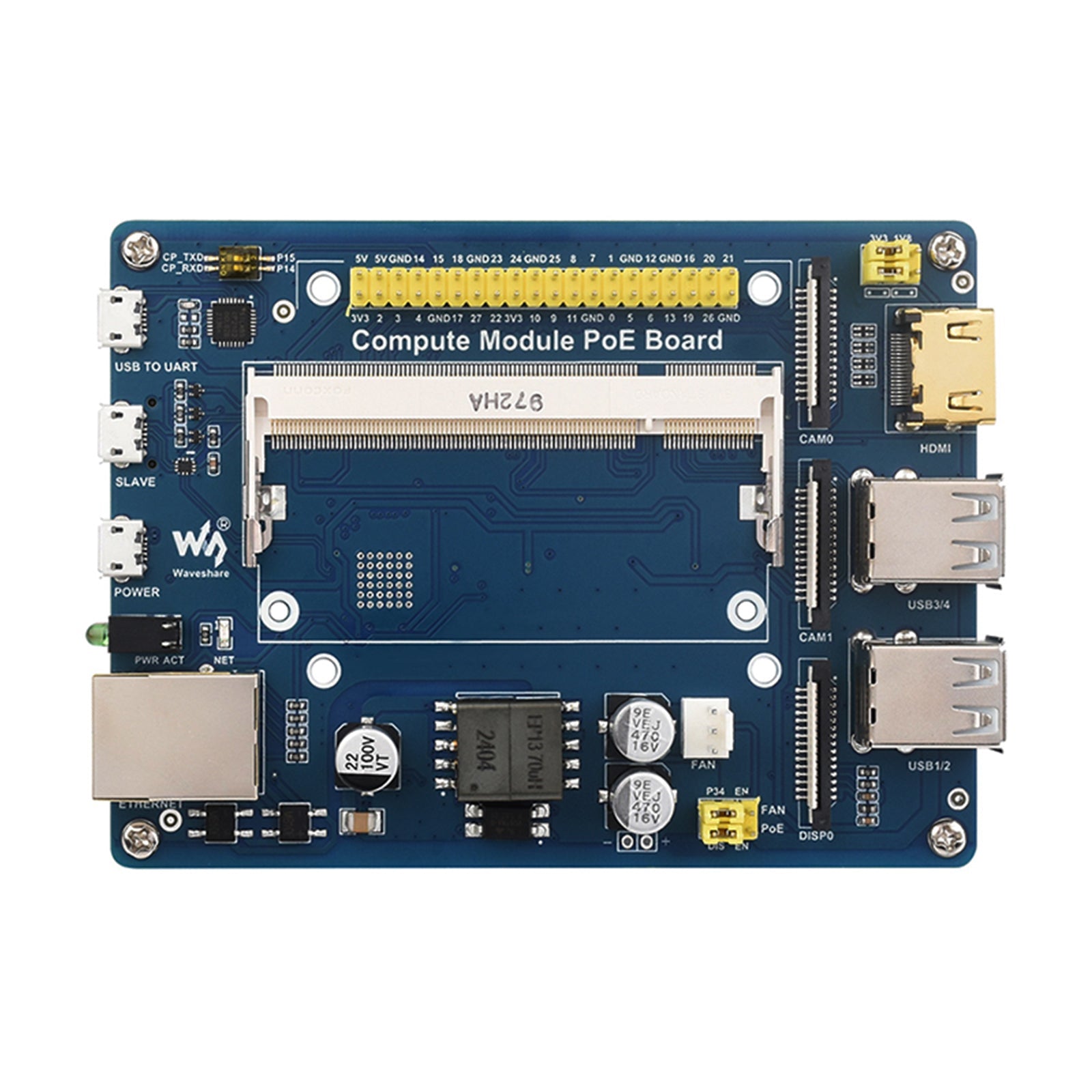Carte d'extension du module de calcul Raspberry Pi CM4S/CM3 Alimentation POE de base