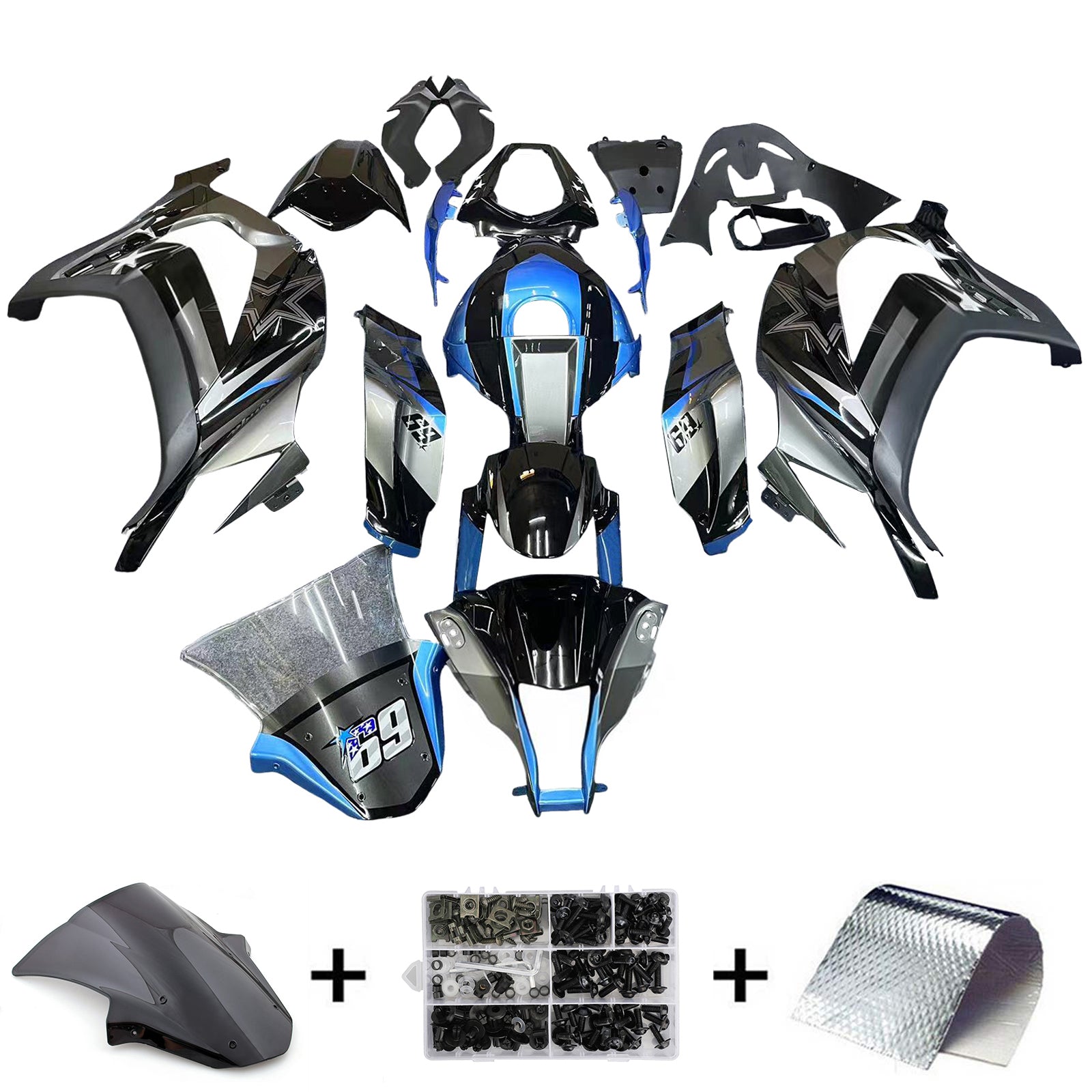 Kit de carénage injecté en plastique ABS pour Kawasaki ZX10R 2011-2015