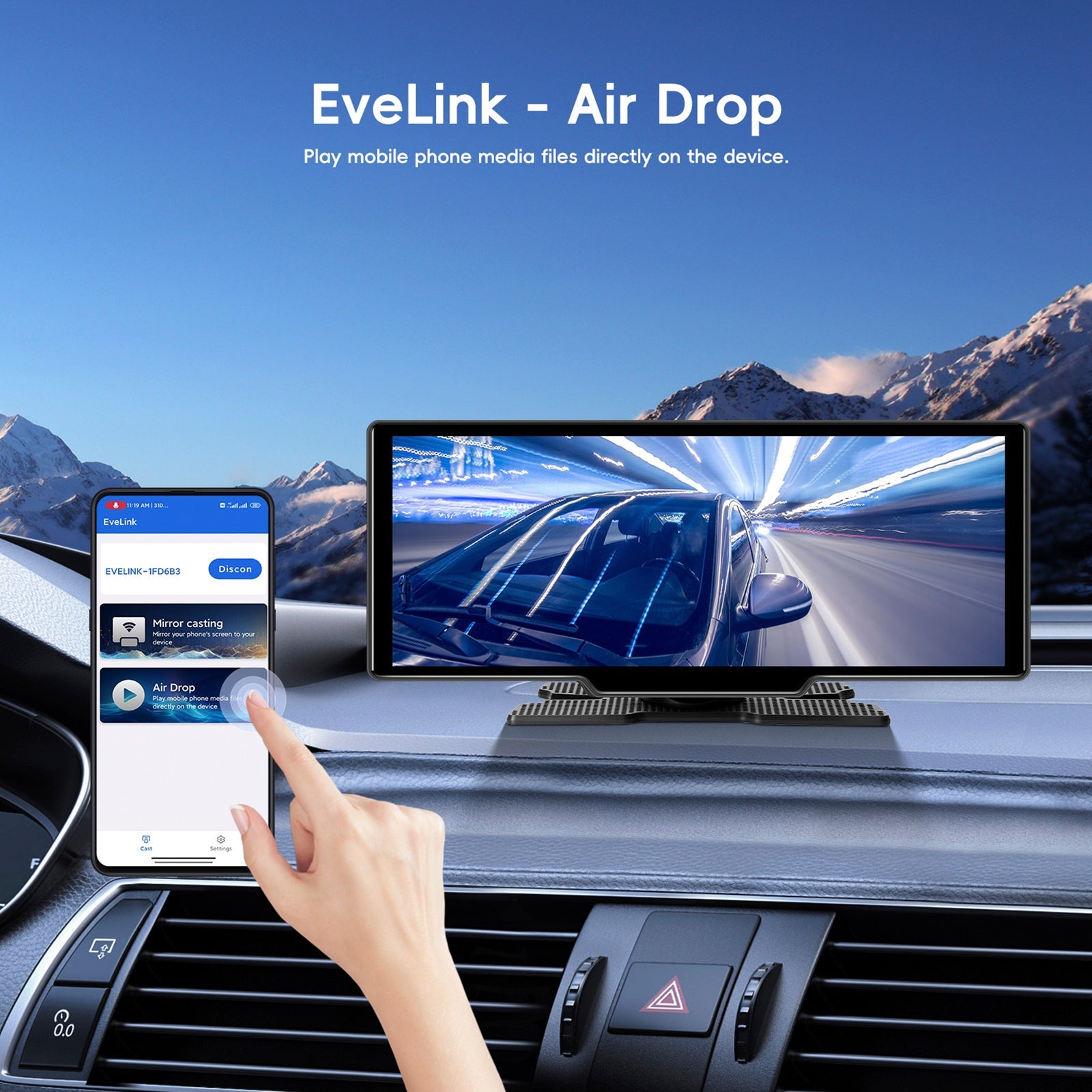 Autoradio portable Bluetooth 10,26"" avec navigation sans fil et compatible CarPlay, caméra AHD