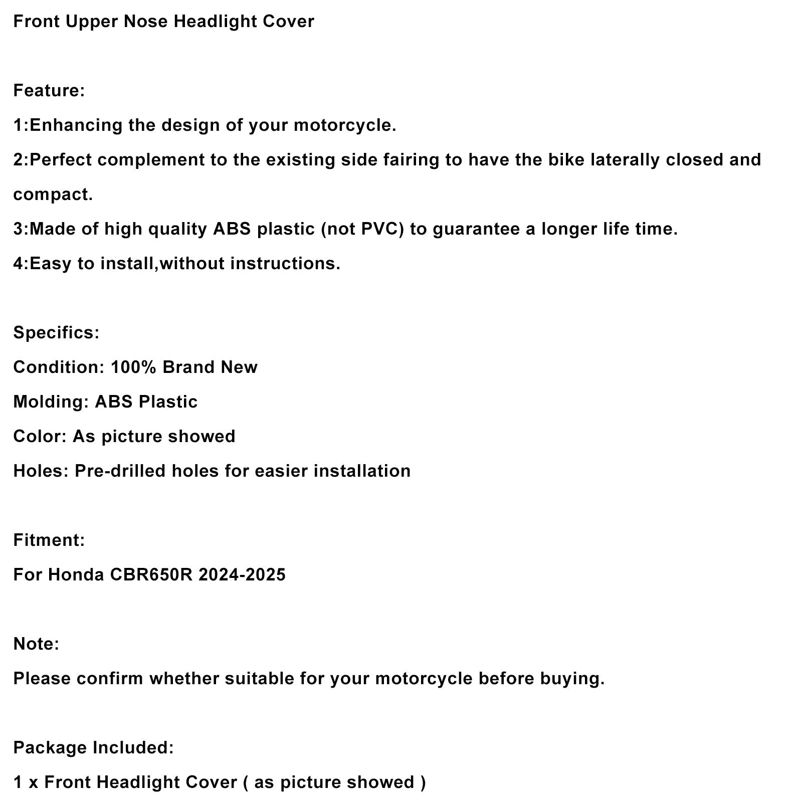 Carénage de protection de phare avant pour Honda CBR650R 2024-2025