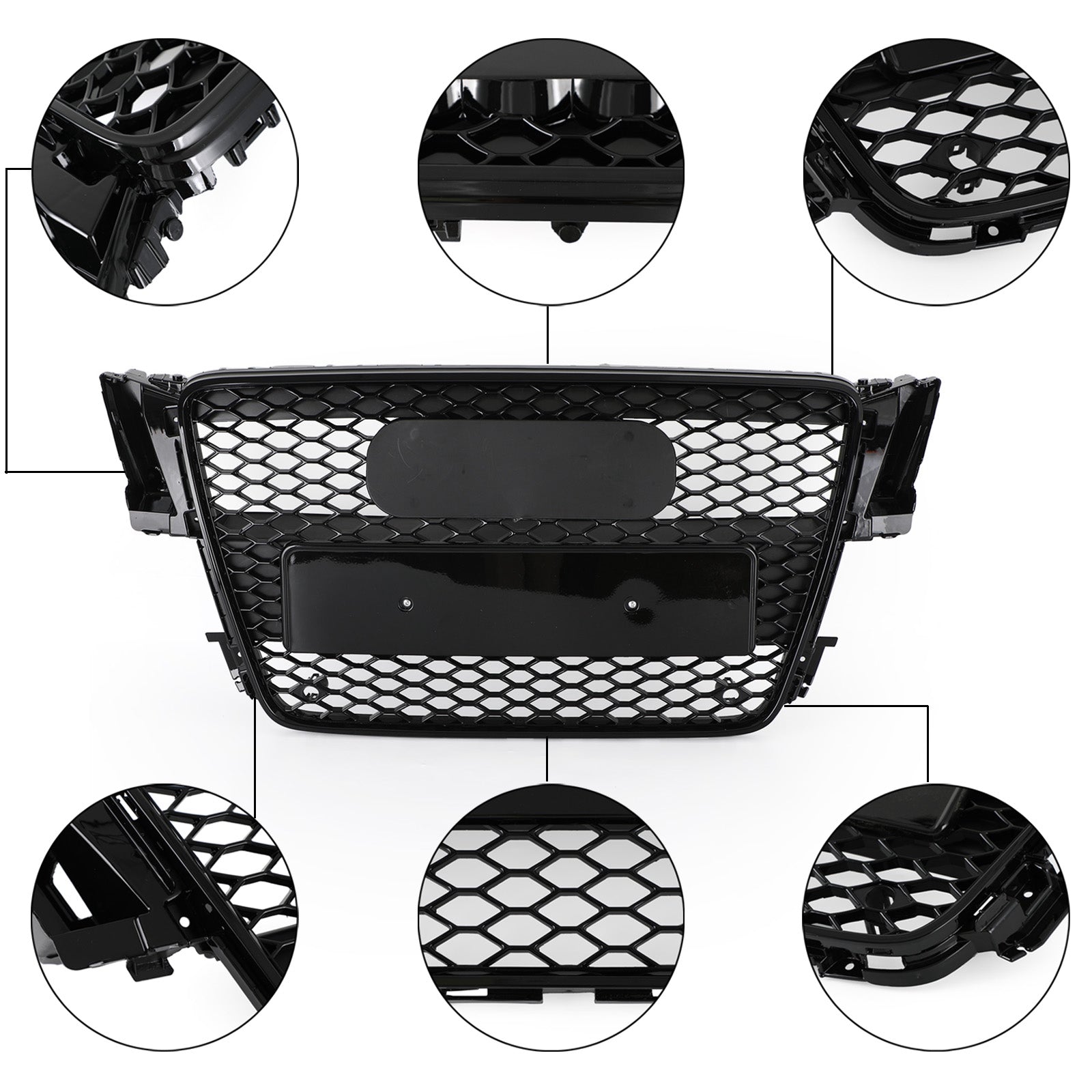 RS5 Style Hood Henycomb Sport mesh Grille Grill Fit AUDI A5 S5 B8 2008-2012