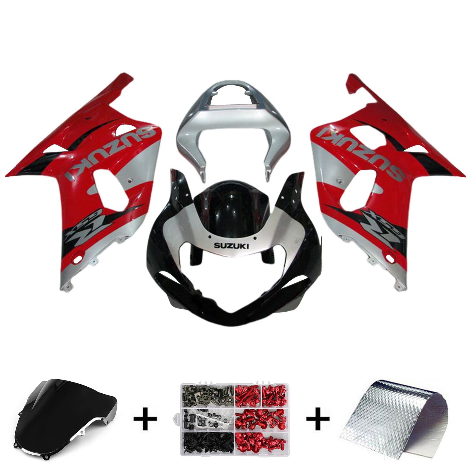 Amotopart Suzuki GSXR1000 2000-2002 K1 K2 Kit de carenado de carrocería de plástico ABS