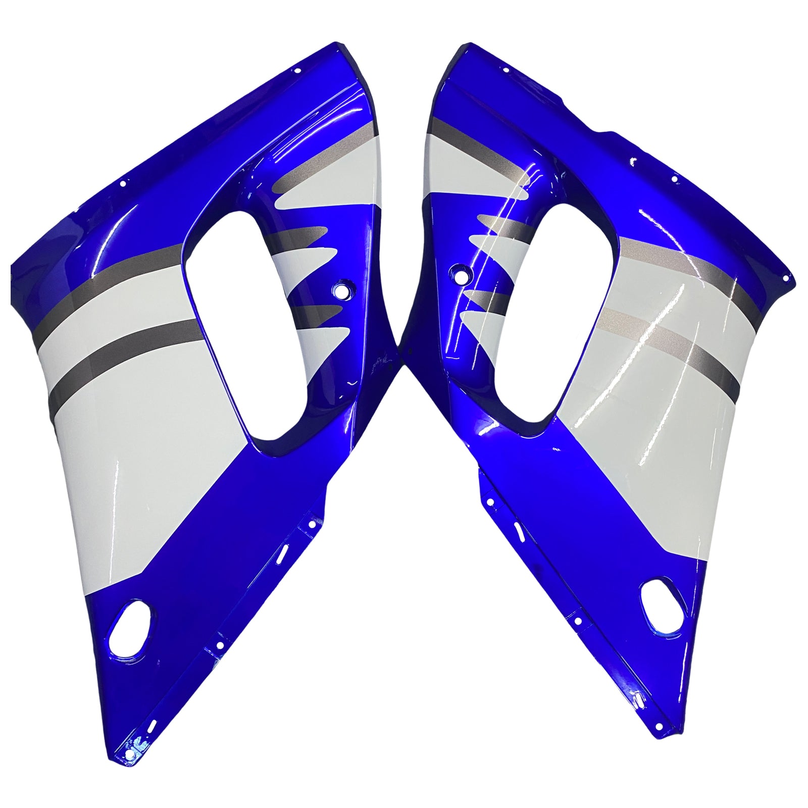 Kit de carénage en plastique ABS moulé par injection bleu et blanc pour Yamaha YZF R6 1998-2002