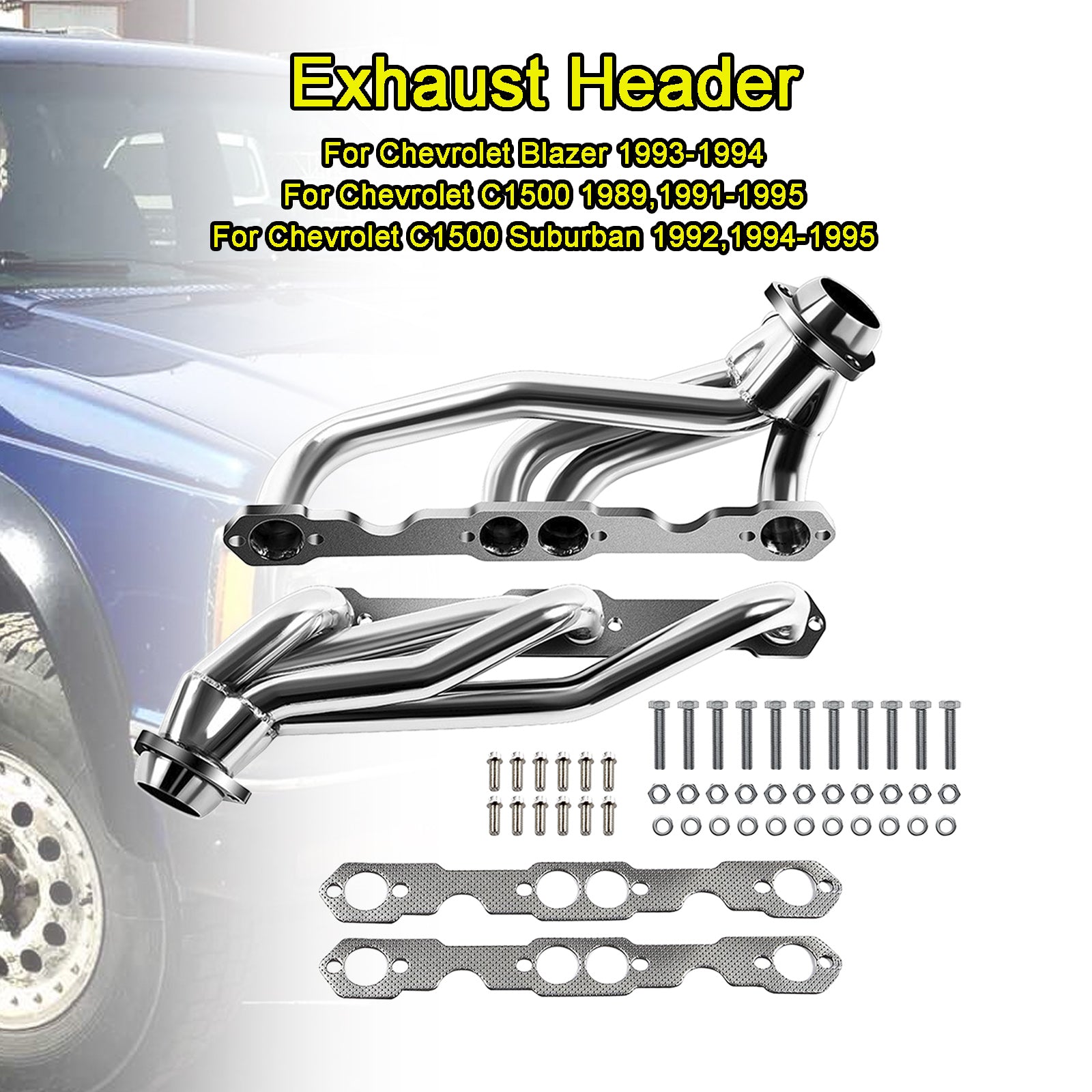1 kit de colector de escape de acero inoxidable para Chevy Blazer Tahoe y GMC Yukon K1500 C1500