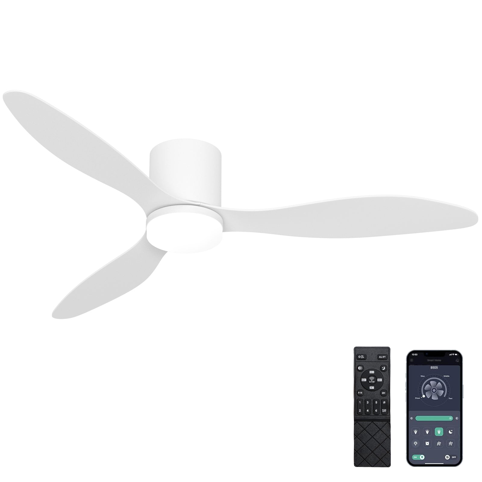 Ventilateur de Plafond 42" avec Télécommande et Contrôle par App - LED Dimmable et Moteur DC Silencieux