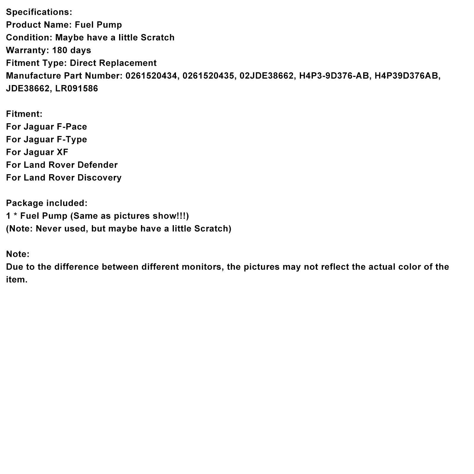 Range Rover Evoque Velar korkeapaineinen polttoainepumppu H4P3-9D376-AB 0261520434 02JDE38662