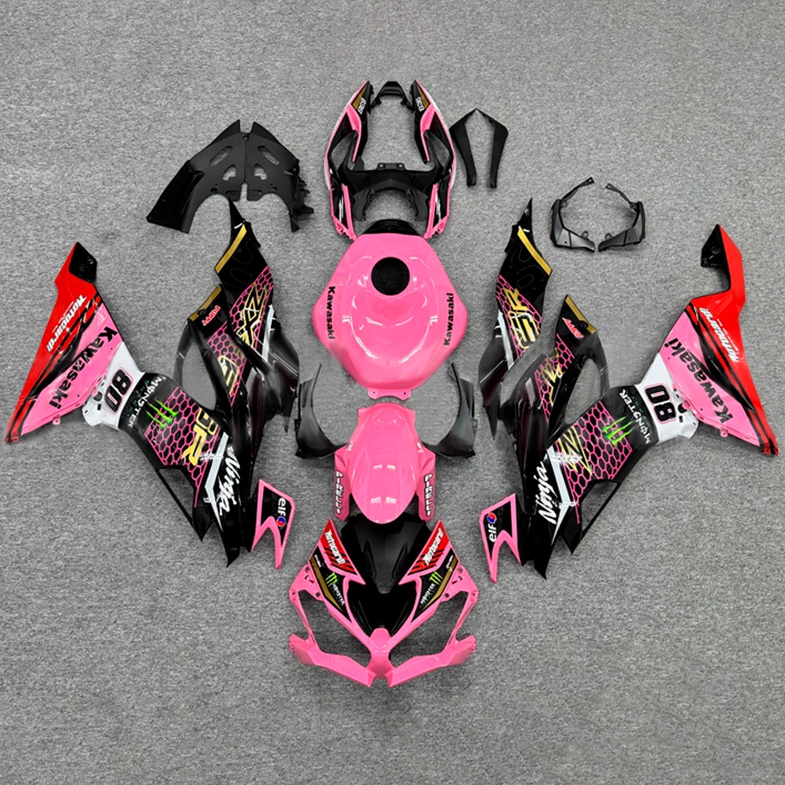 Kit de carénage injecté en plastique ABS compatible avec Kawasaki ZX6R 2019-2023