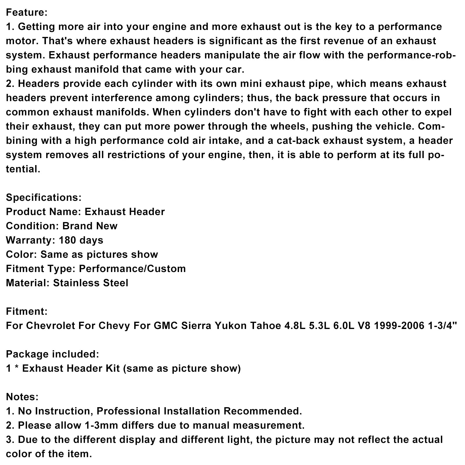 Verzamelaar van&Uitlaat voor Chevy 1999-2006 1-3/4""GMC Sierra 4.8 5.3 6.0 V8
