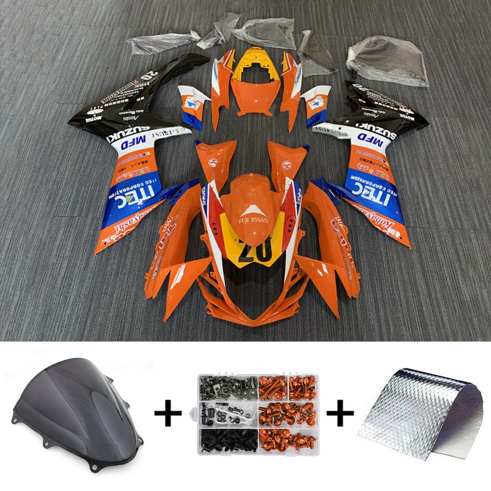 Amotopart Suzuki GSXR 600/750 2011-2023 K11 Kit Carénage Carrosserie Plastique ABS