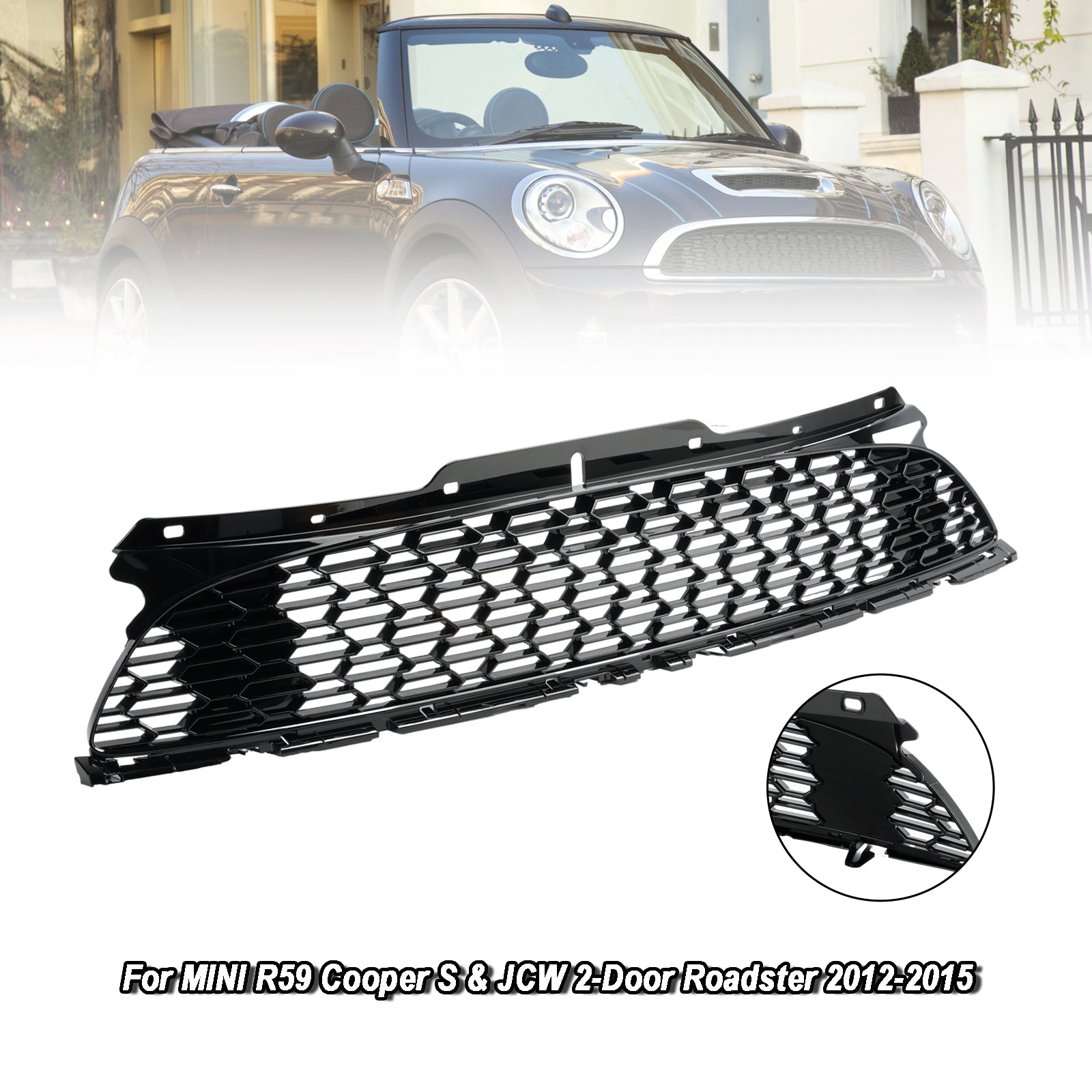 Rejilla de parachoques delantero negro brillante para MINI R57 Cooper S y JCW convertible de 2 puertas 2009-2013