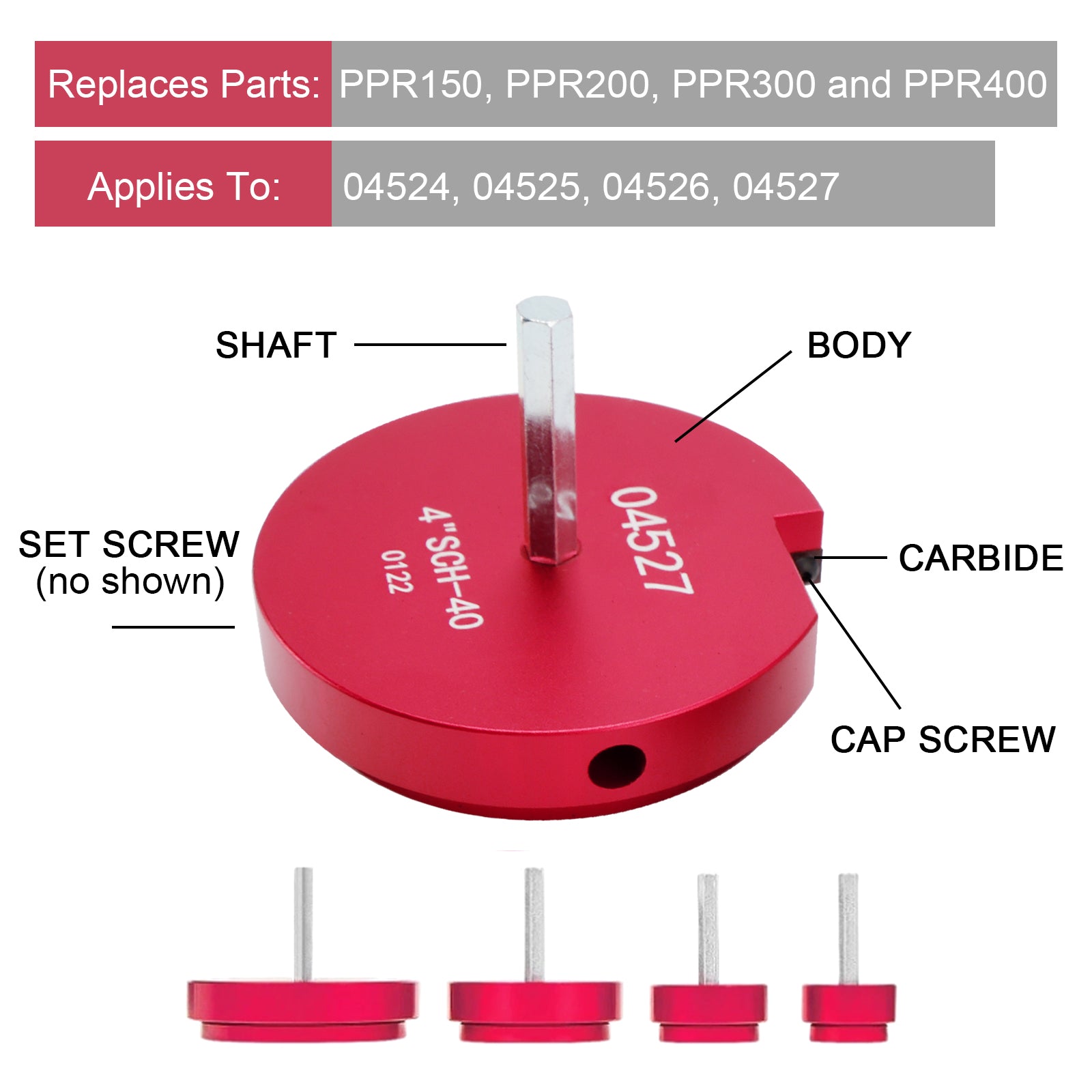 Kit de Alésoirs pour Tuyaux PVC 4 Pièces - Outil de Réparation d'Emboîtures SCH pour Perceuses 1/2"