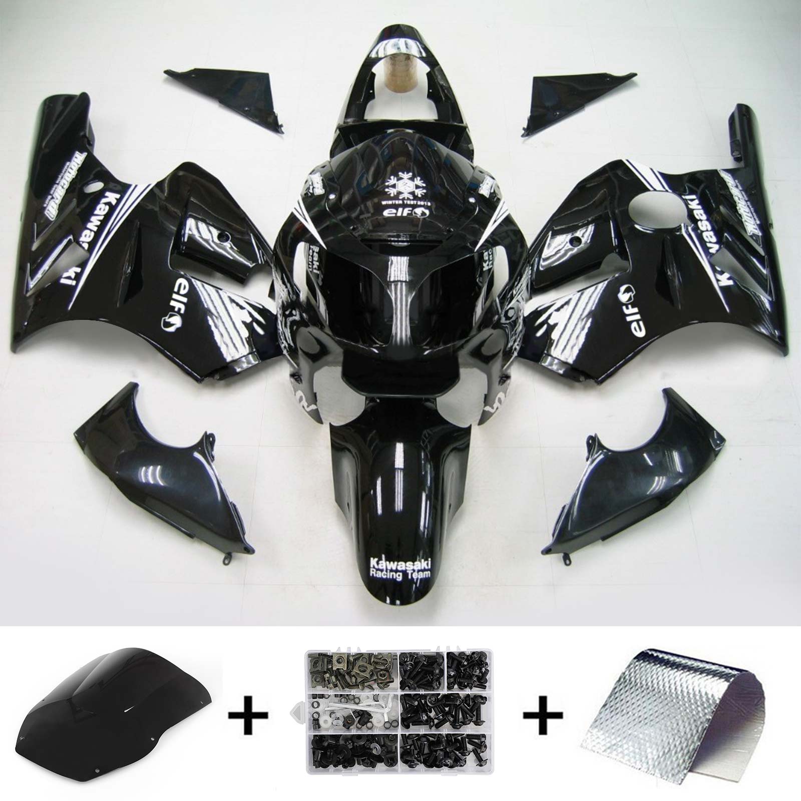 Kit de carenado de inyección de carrocería de plástico ABS para Kawasaki ZX12R 2000-2001