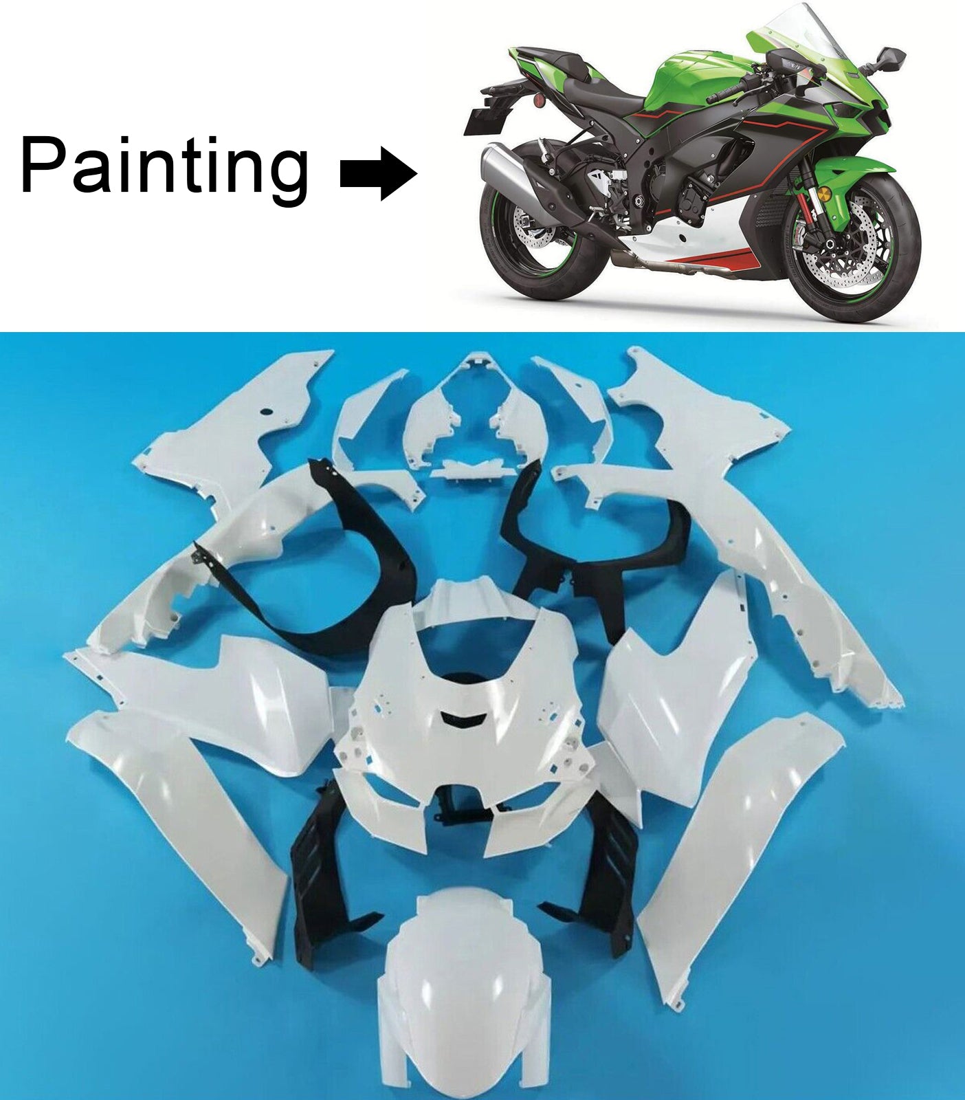 Kit de carénage injecté en plastique ABS compatible avec Kawasaki ZX-10R / ZX10RR 2021-2025