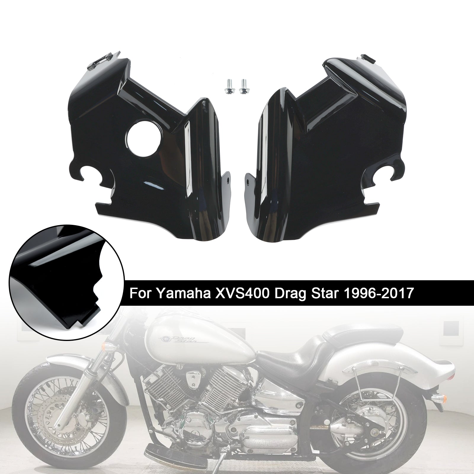 1997-2003 Yamaha XVS650 Drag Star V-Star 650 Custom Classic Yamaha XVS400 Drag Star Cubierta del cuello del marco de la horquilla