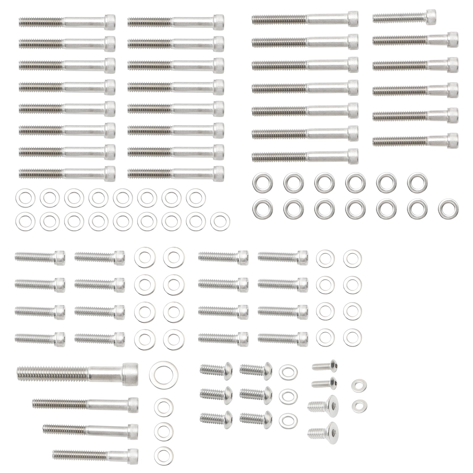 Kit de tornillos Allen UNC de acero inoxidable de 59 piezas para cubiertas de motor para Sportster XL 2004 en adelante