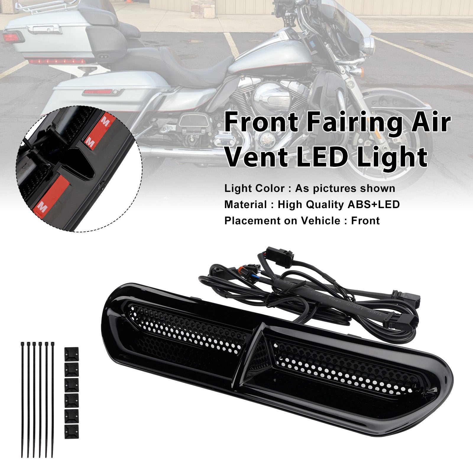 Illuminazione a LED per presa d'aria della carenatura anteriore per Touring Street Glide 2014-2024