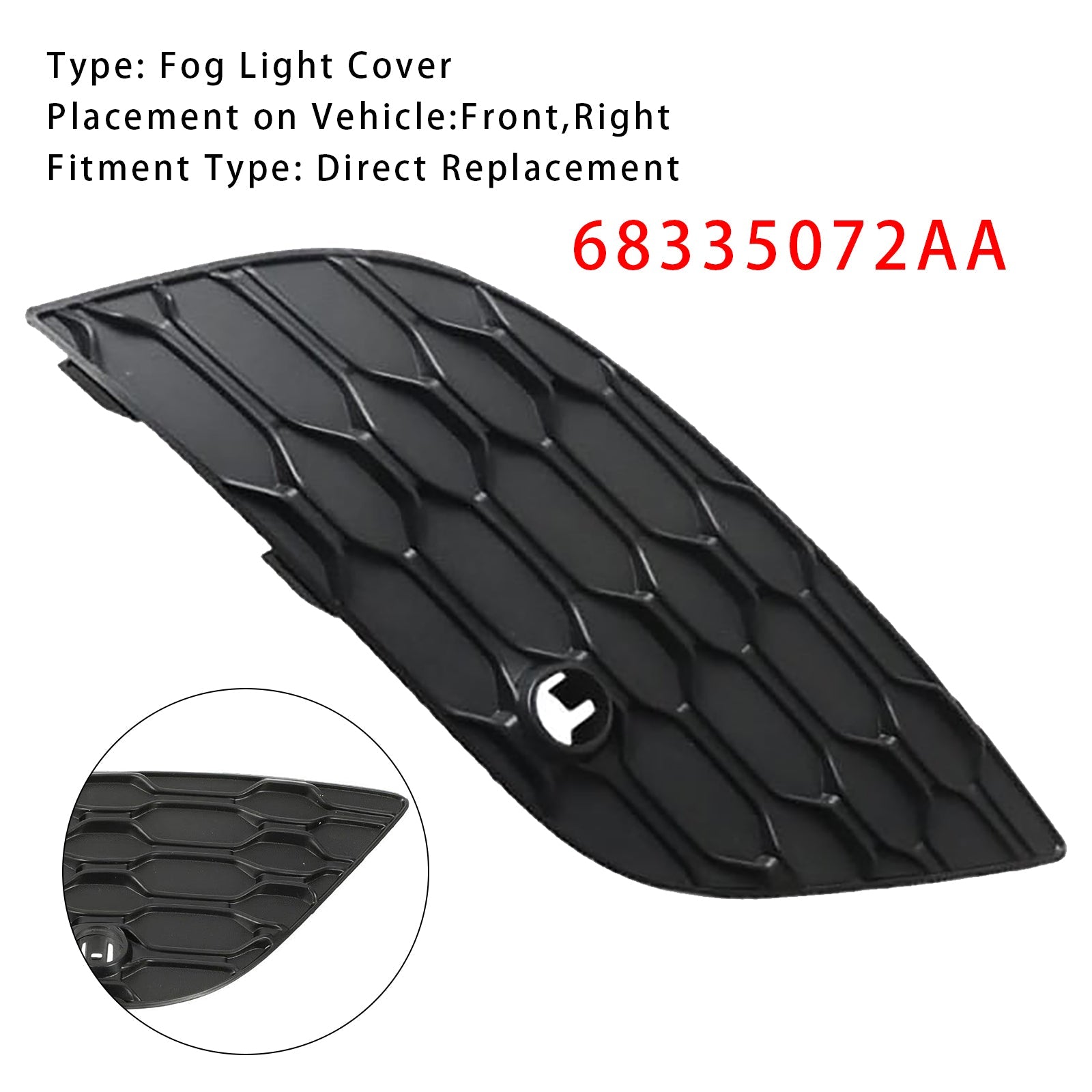 Pokrovček meglenke desnega odbijača za Jeep Grand Cherokee (2017-2022) - kataloška številka : 68335072AA