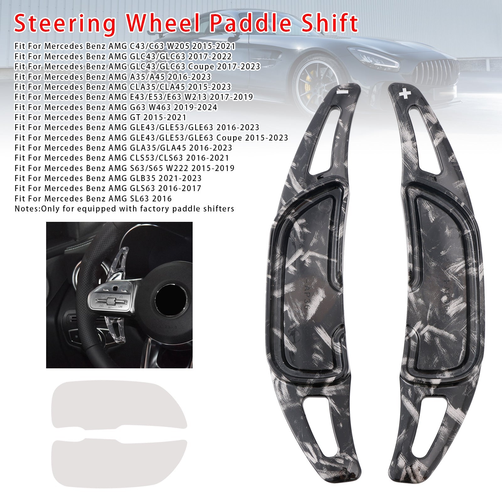 Extensión de paletas de cambio de velocidad detrás del volante para Mercedes Benz AMG